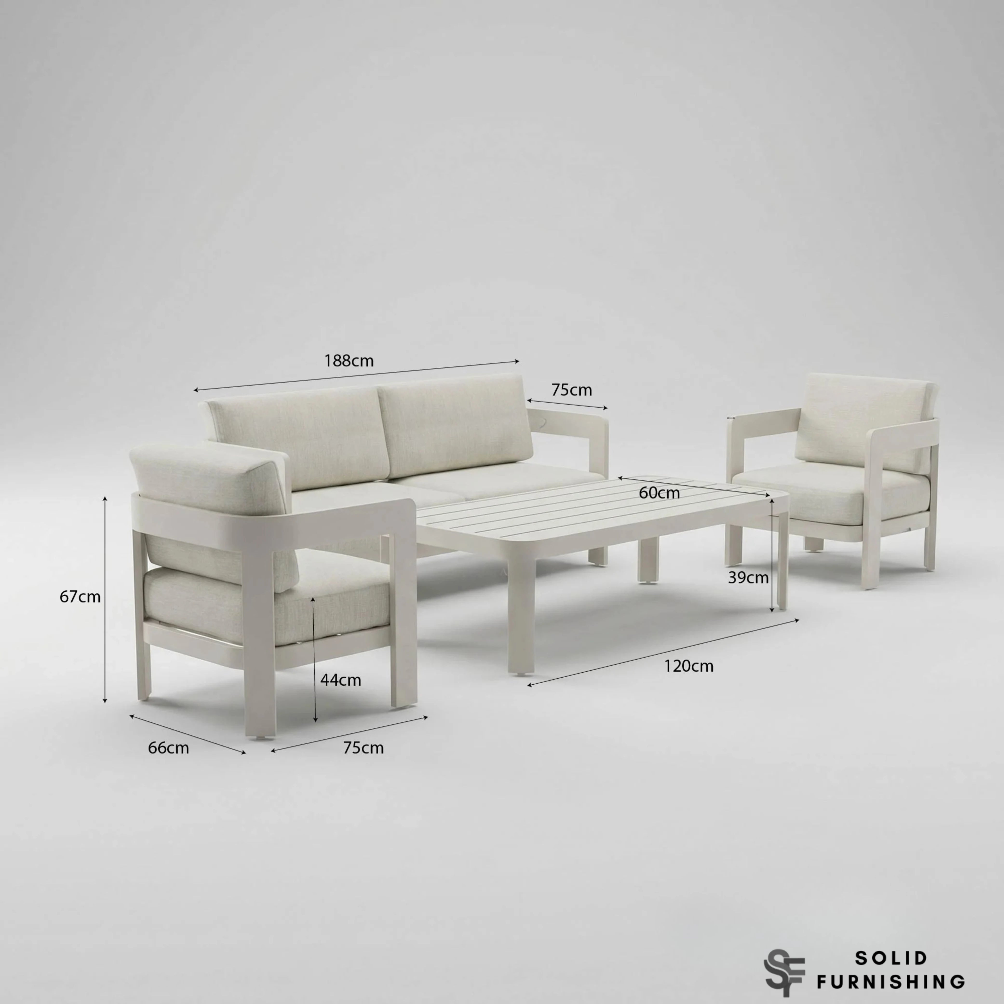 Sofia 5 Seater Aluminium Garden Lounge Set – Taupe Outdoor Sofa Set with Coffee Table
