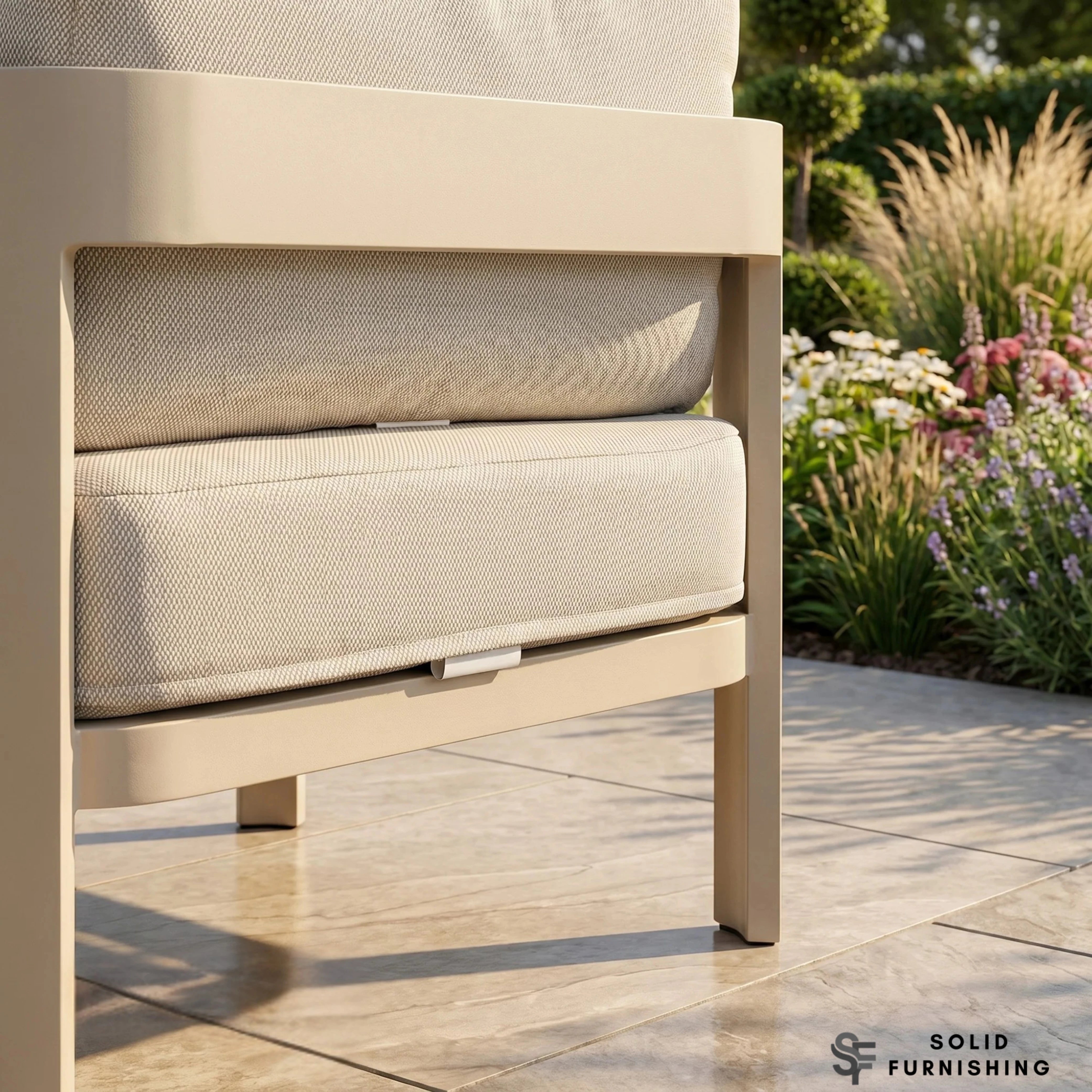 Sofia 5 Seater Aluminium Garden Lounge Set – Taupe Outdoor Sofa Set with Coffee Table