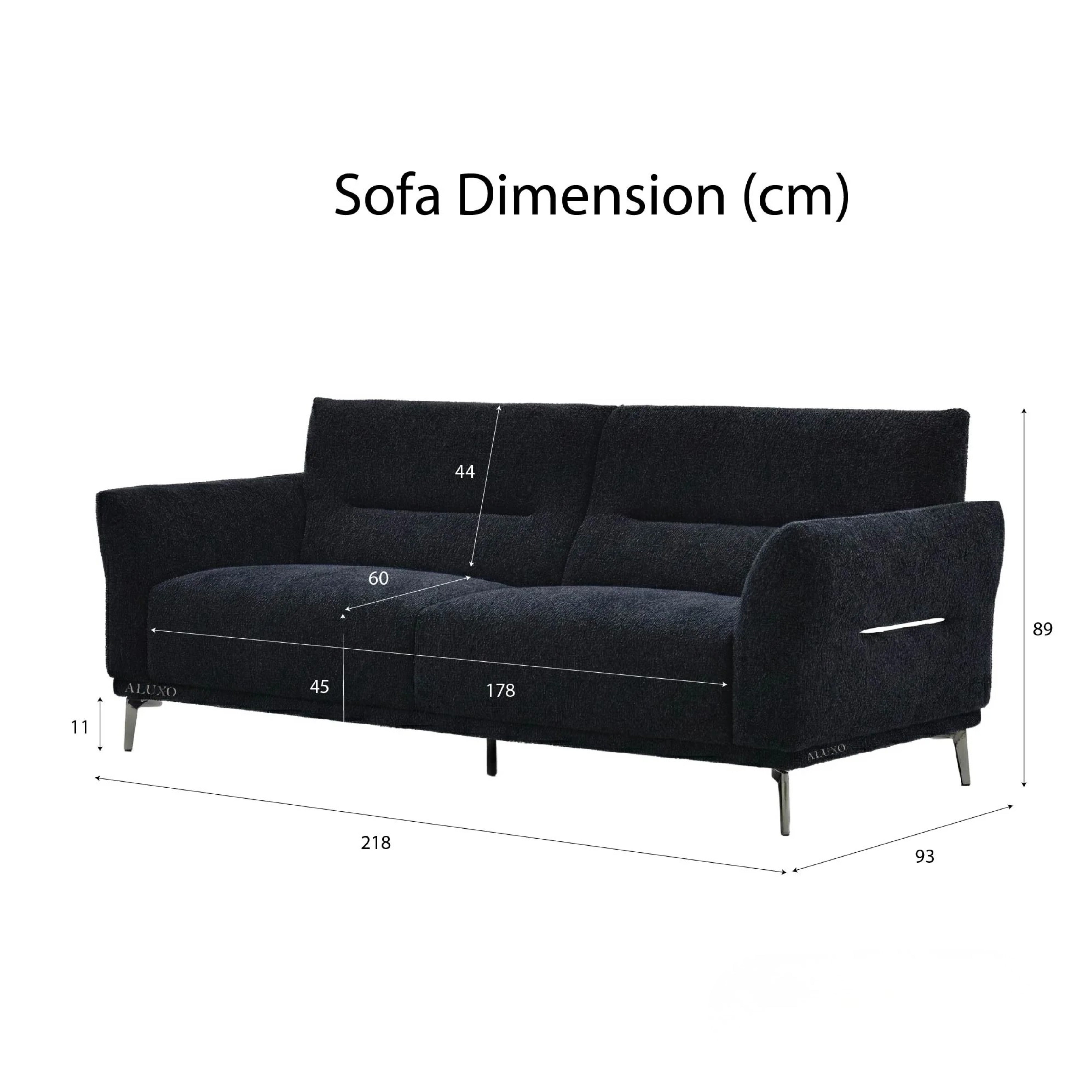 Albany Sofa Set 4+3+2 Seater with Footstool – Black Bouclé Fabric Sofa Set UK