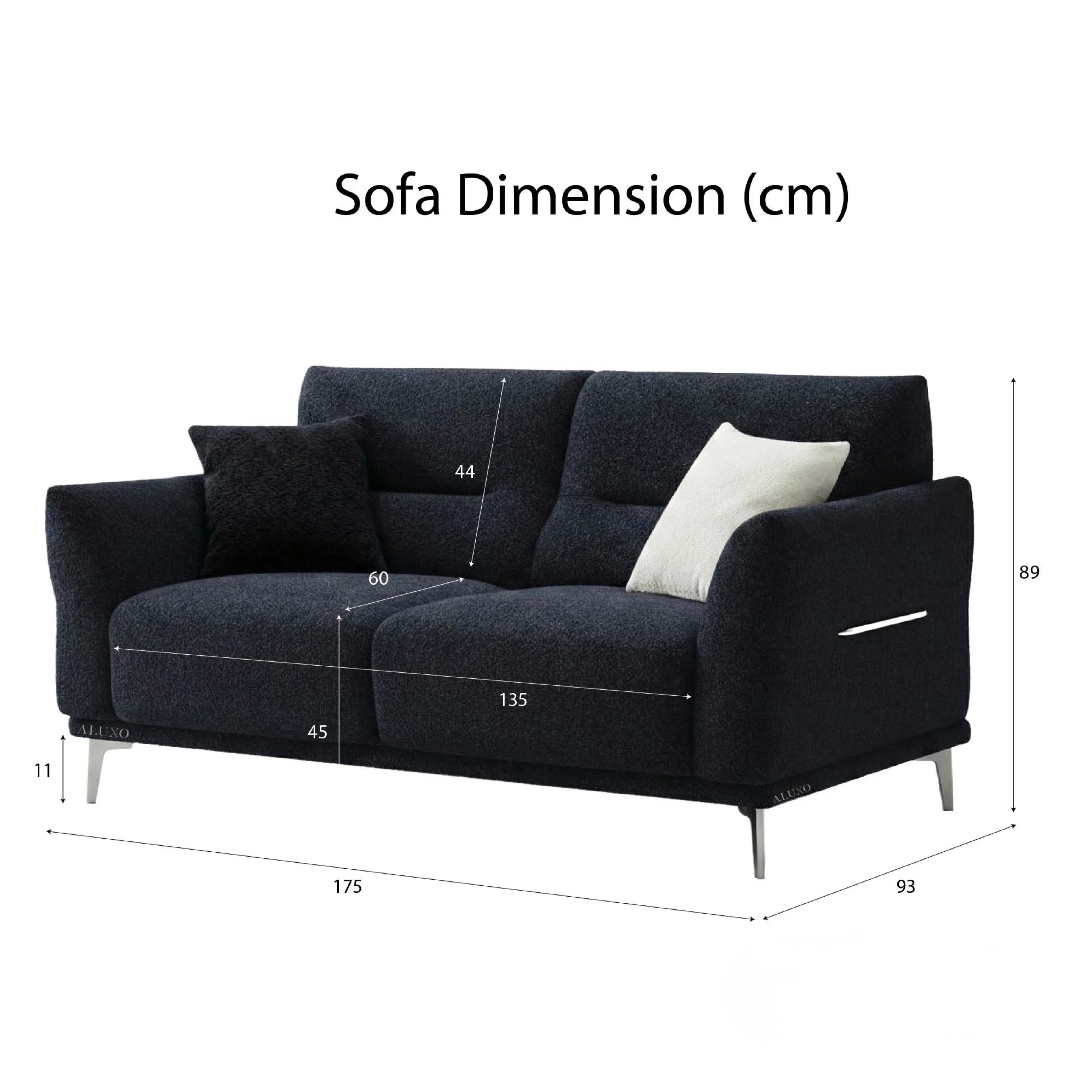 Albany Sofa Set 4+3+2 Seater with Footstool – Black Bouclé Fabric Sofa Set UK