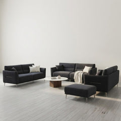 Albany Sofa Set 4+3+2 Seater with Footstool – Black Bouclé Fabric Sofa Set UK