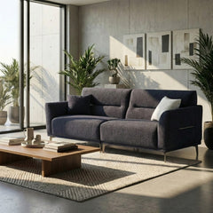 Albany Sofa Set 4+3+2 Seater with Footstool – Black Bouclé Fabric Sofa Set UK