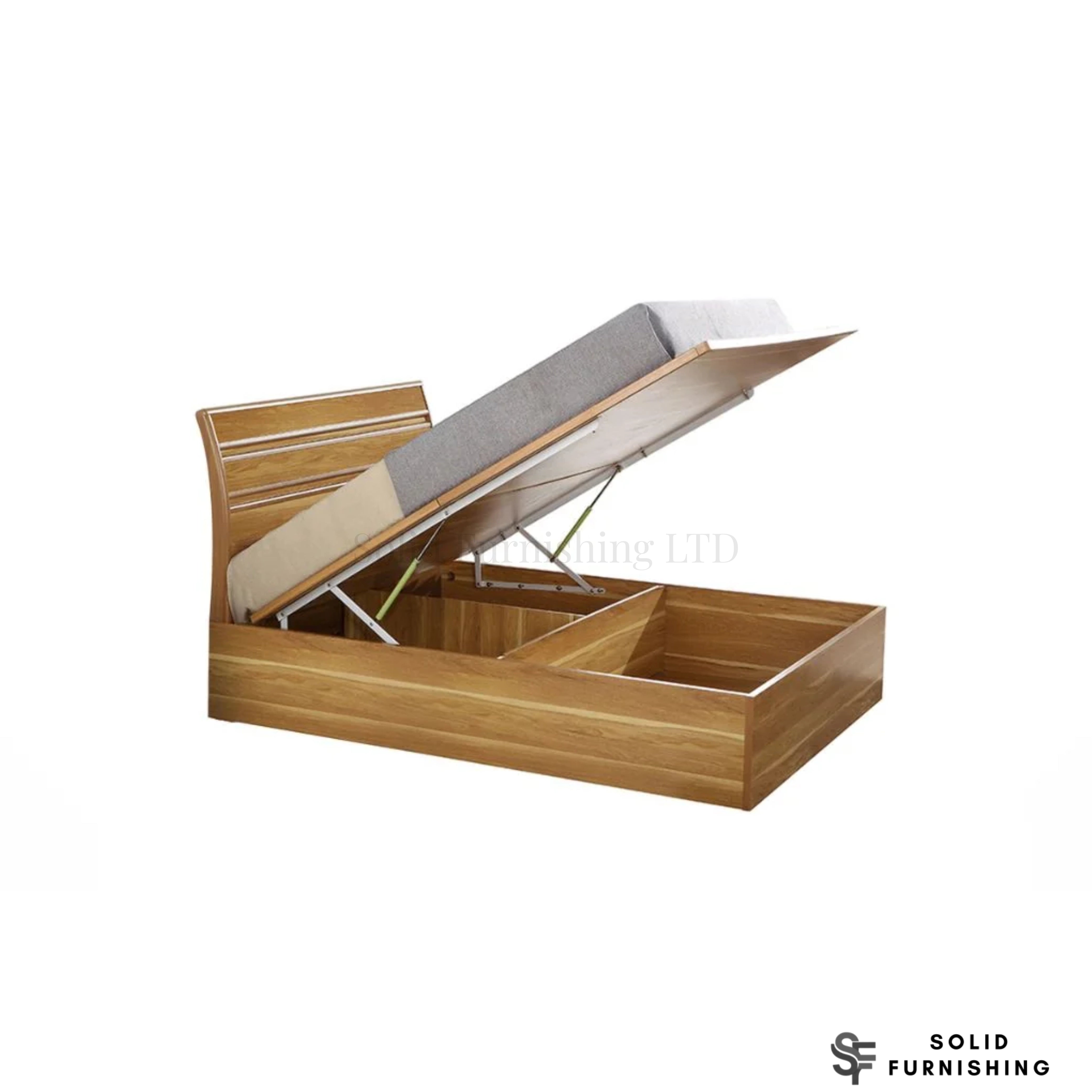 Alexandra Oak High Gloss Ottoman Storage Bed – Double or King Size Bed Frame