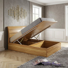 Alexandra Oak High Gloss Ottoman Storage Bed – Double or King Size Bed Frame