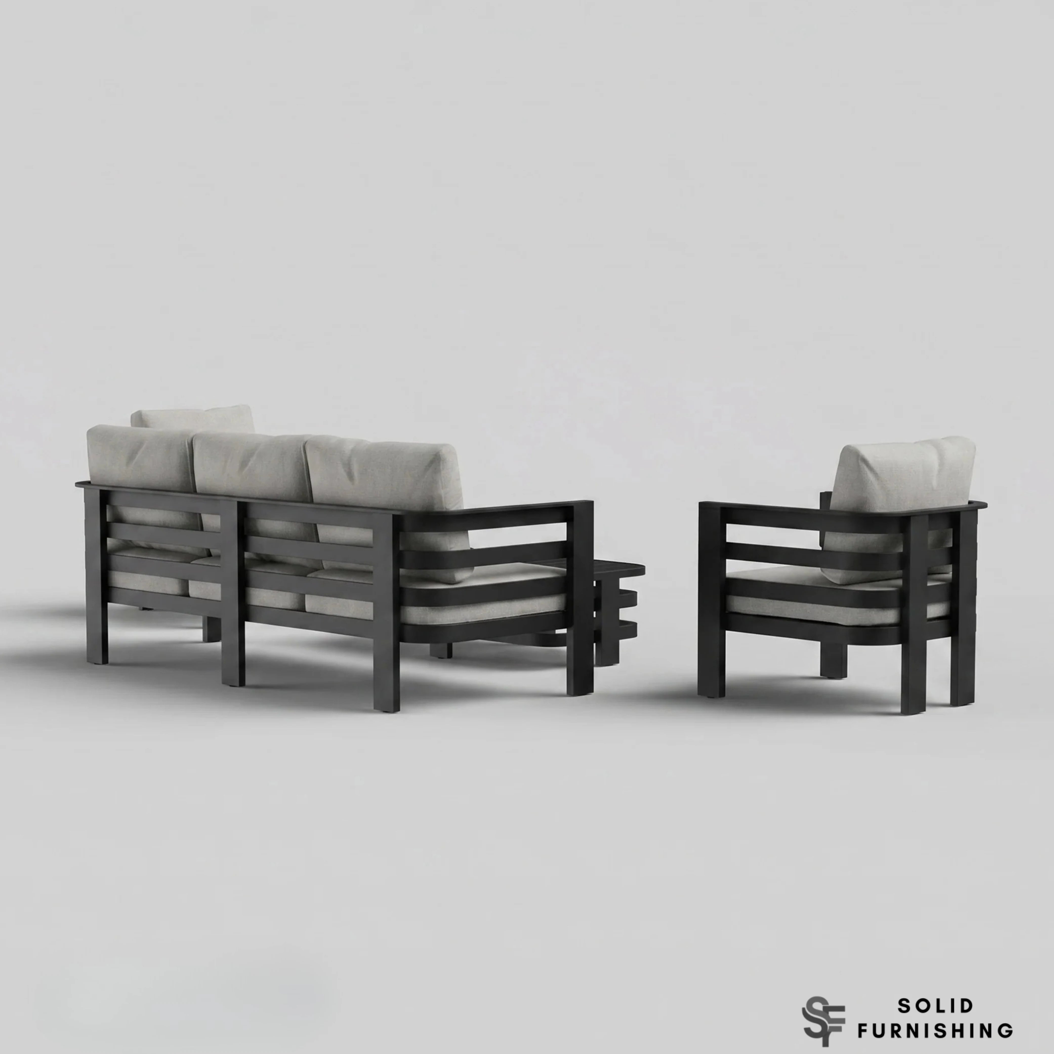 Andros 5 Seater Aluminium Garden Lounge Set – Onyx Outdoor Sofa Set with Sintered Stone Coffee Table