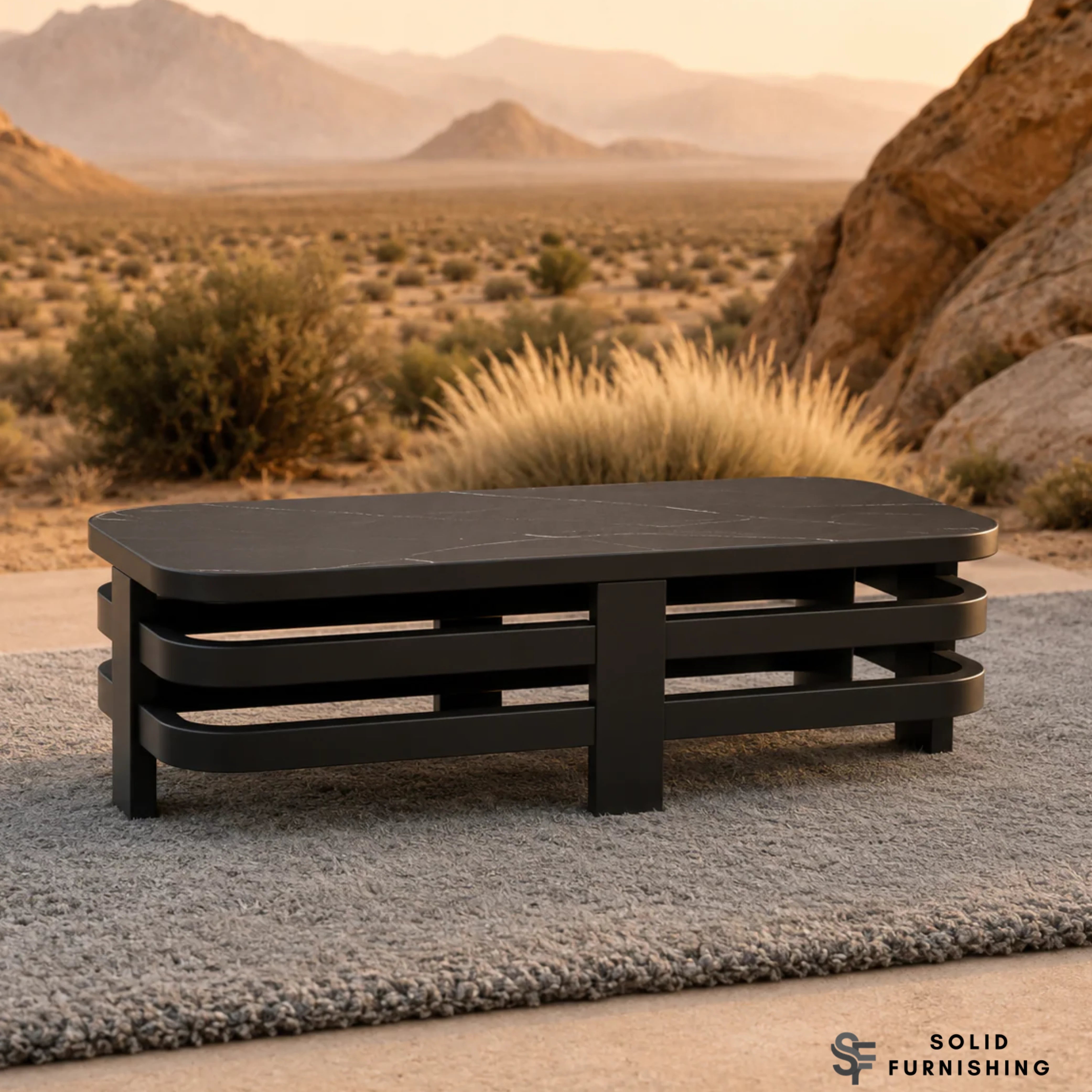 Andros 5 Seater Aluminium Garden Lounge Set – Onyx Outdoor Sofa Set with Sintered Stone Coffee Table