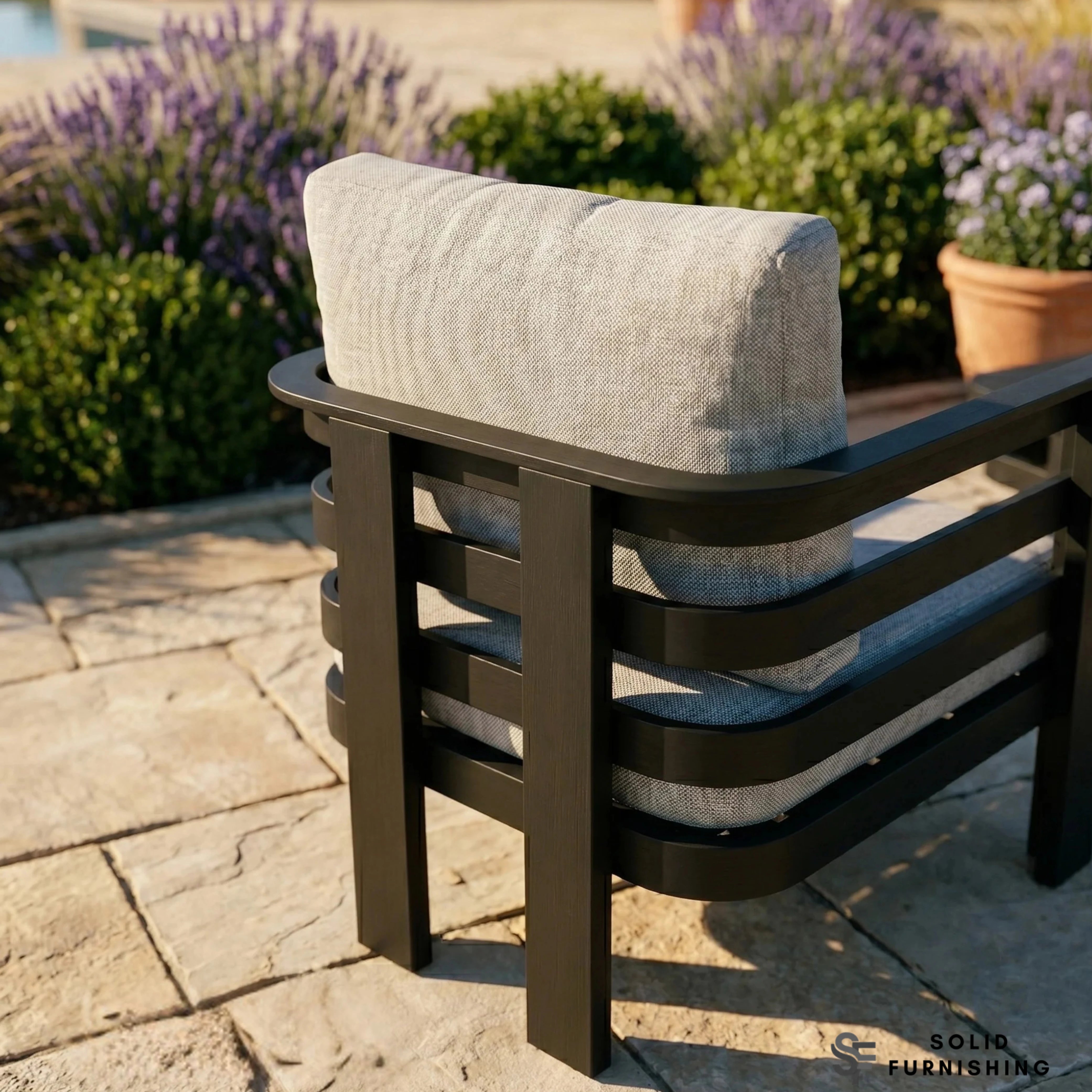 Andros 5 Seater Aluminium Garden Lounge Set – Onyx Outdoor Sofa Set with Sintered Stone Coffee Table