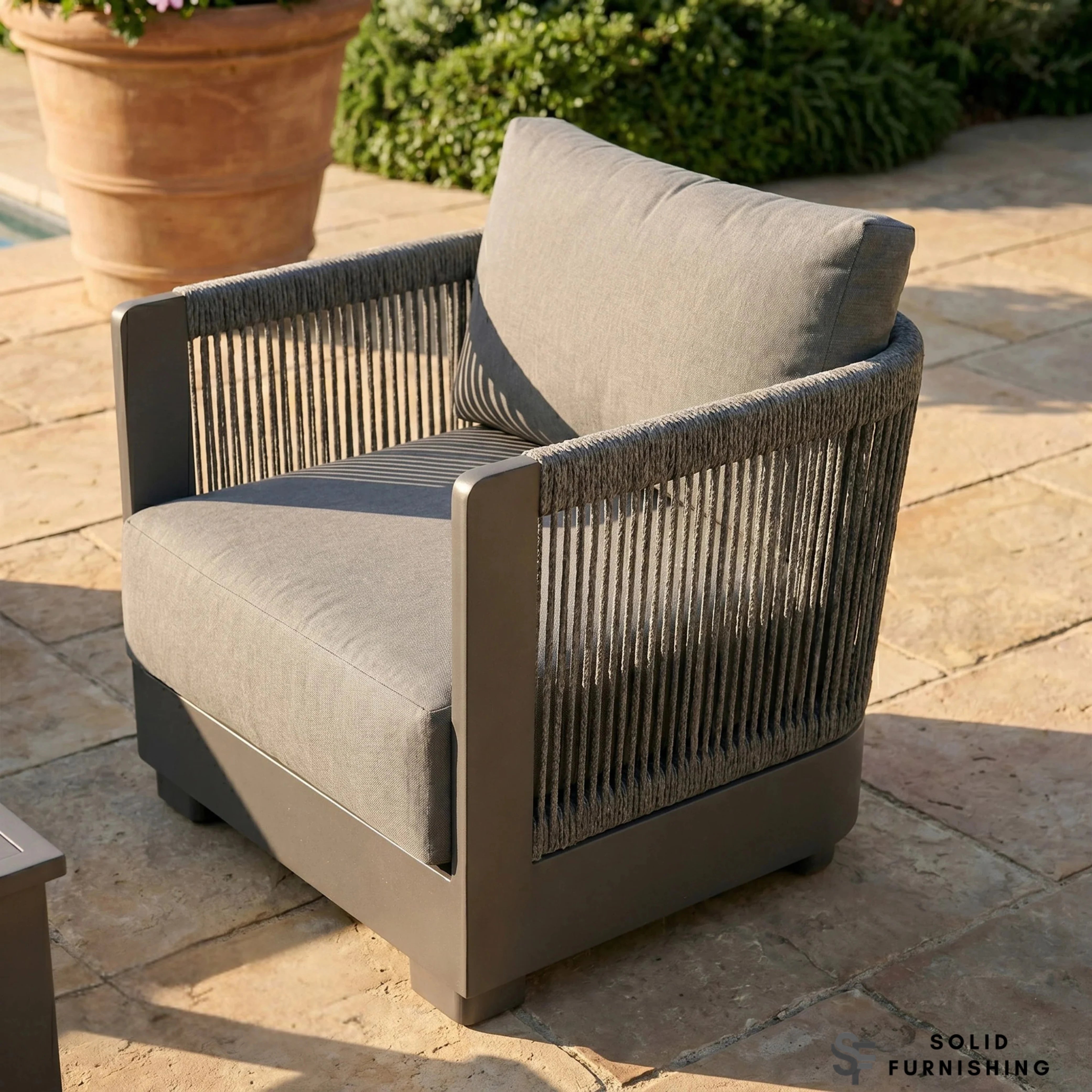 Ares 5 Seater Luxury Garden Lounge Set – Onyx Aluminium Outdoor Sofa Set with Pebble Grey Cushions