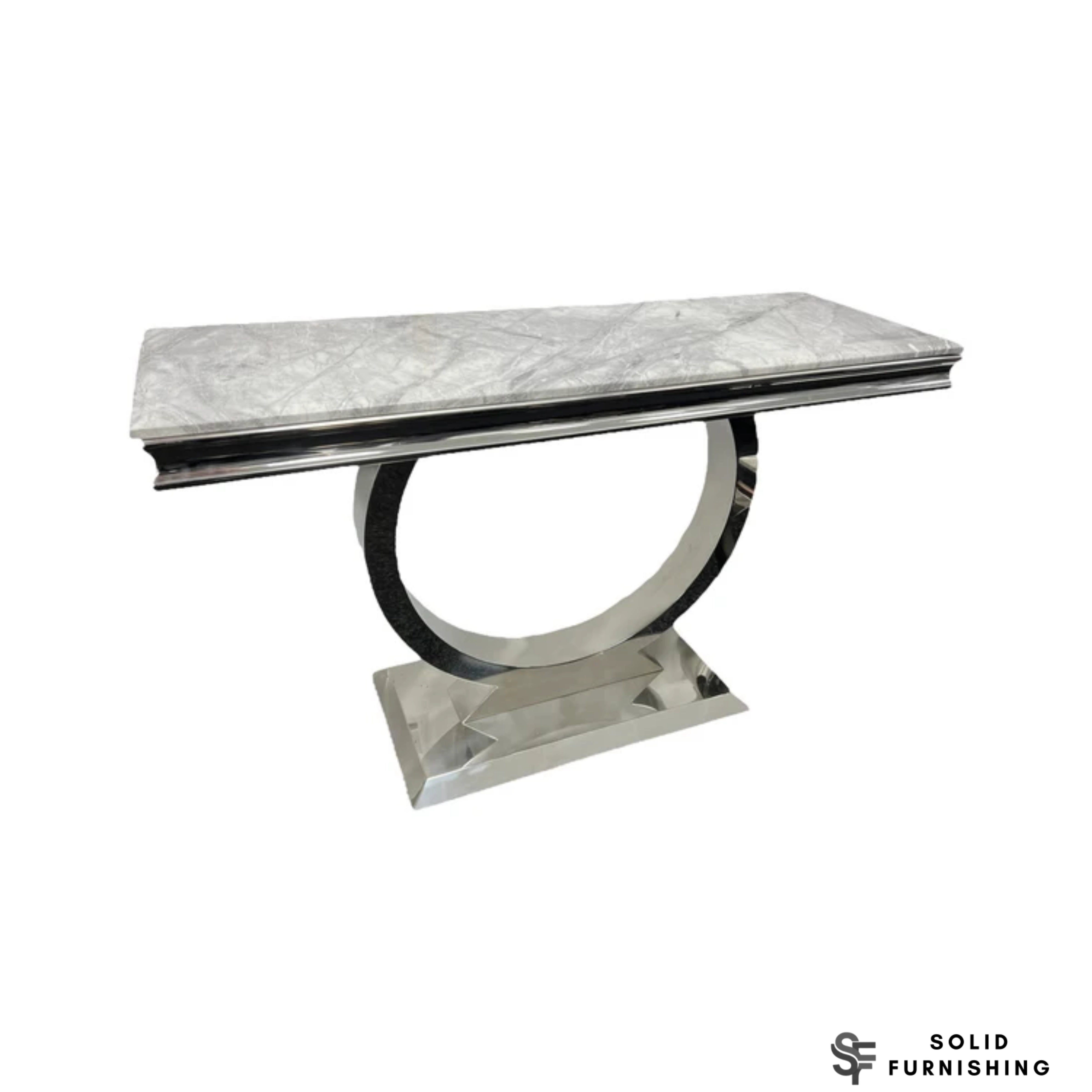 Ariana Chrome Console Table – Modern Hallway Table with Marble & Ceramic Top Options