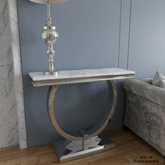 Ariana Chrome Console Table – Modern Hallway Table with Marble & Ceramic Top Options