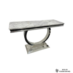 Ariana Chrome Console Table – Modern Hallway Table with Marble & Ceramic Top Options
