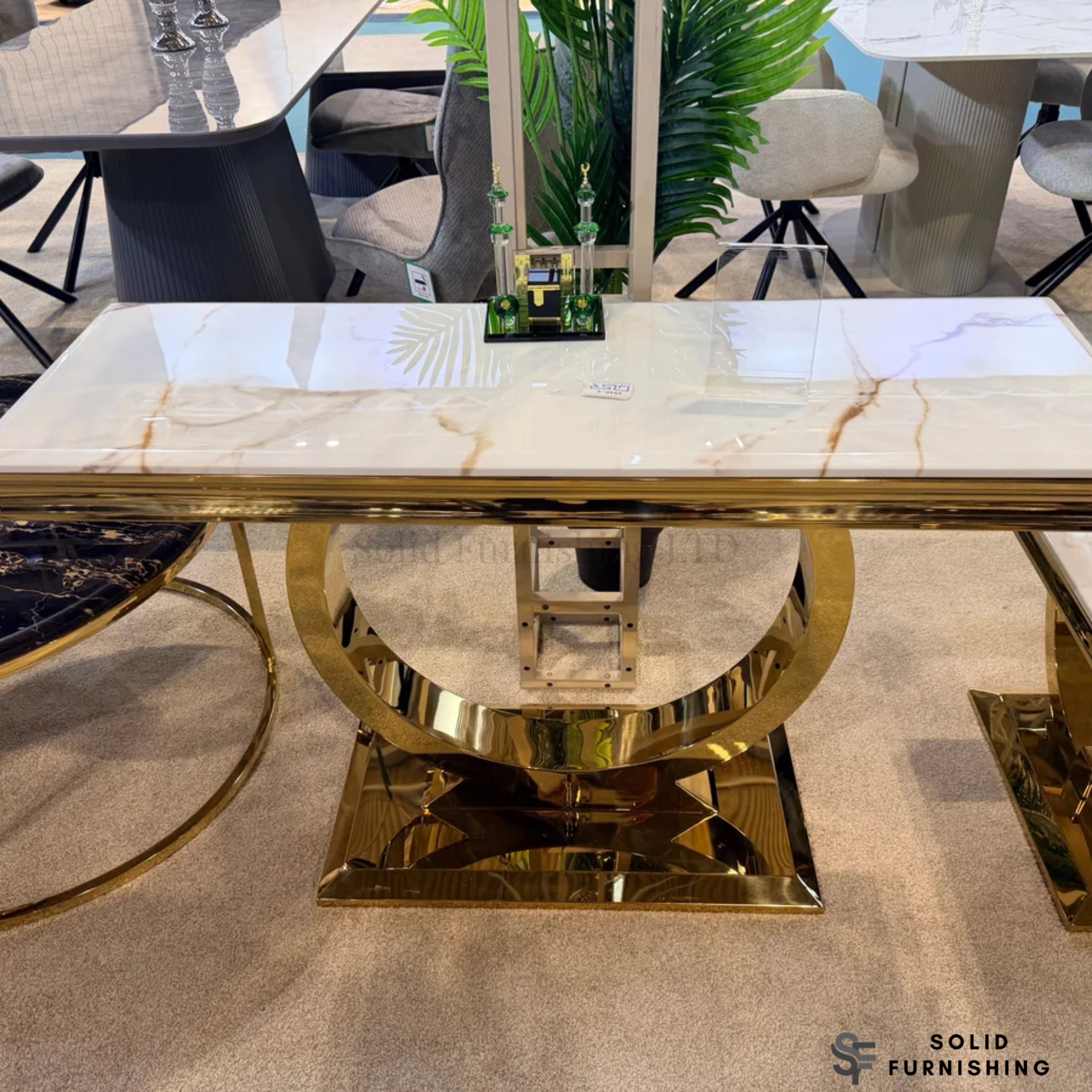 Arianna White & Gold Marble Console Table – Luxury Hallway & Living Room Table