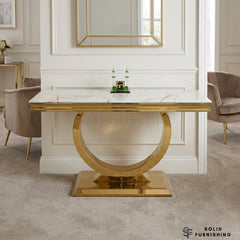 Arianna White & Gold Marble Console Table – Luxury Hallway & Living Room Table
