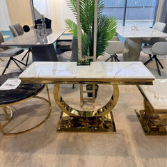 Arianna White & Gold Marble Console Table – Luxury Hallway & Living Room Table