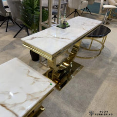 Arianna White & Gold Marble Console Table – Luxury Hallway & Living Room Table
