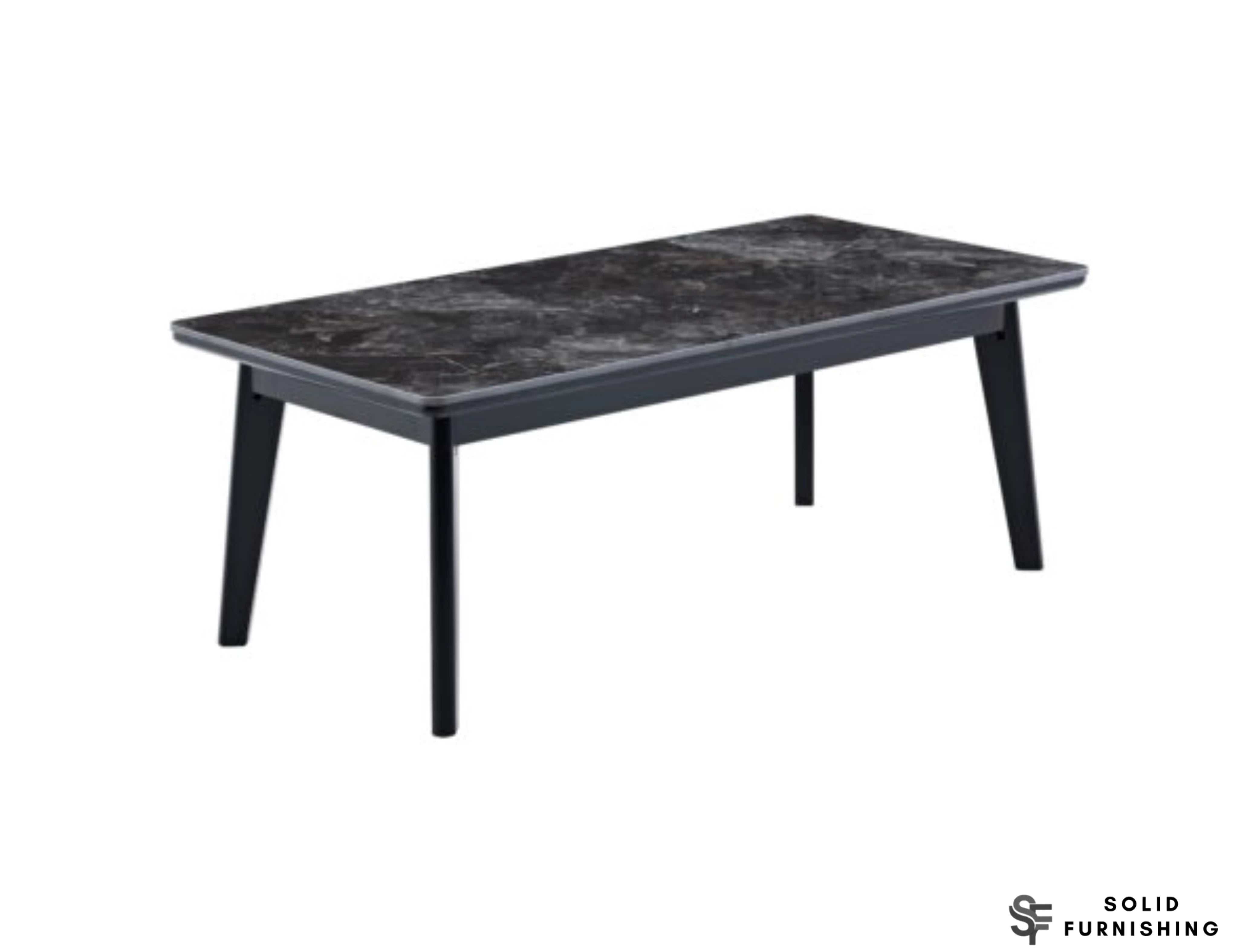 Arizona Black Ceramic Coffee Table – Dark Marble Look Metal Frame Centre Table