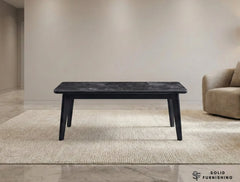 Arizona Black Ceramic Coffee Table – Dark Marble Look Metal Frame Centre Table