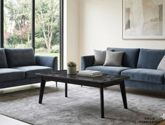 Arizona Black Ceramic Coffee Table – Dark Marble Look Metal Frame Centre Table