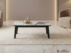 Arizona Cream Ceramic Coffee Table – Slim Marble Look Living Room Table