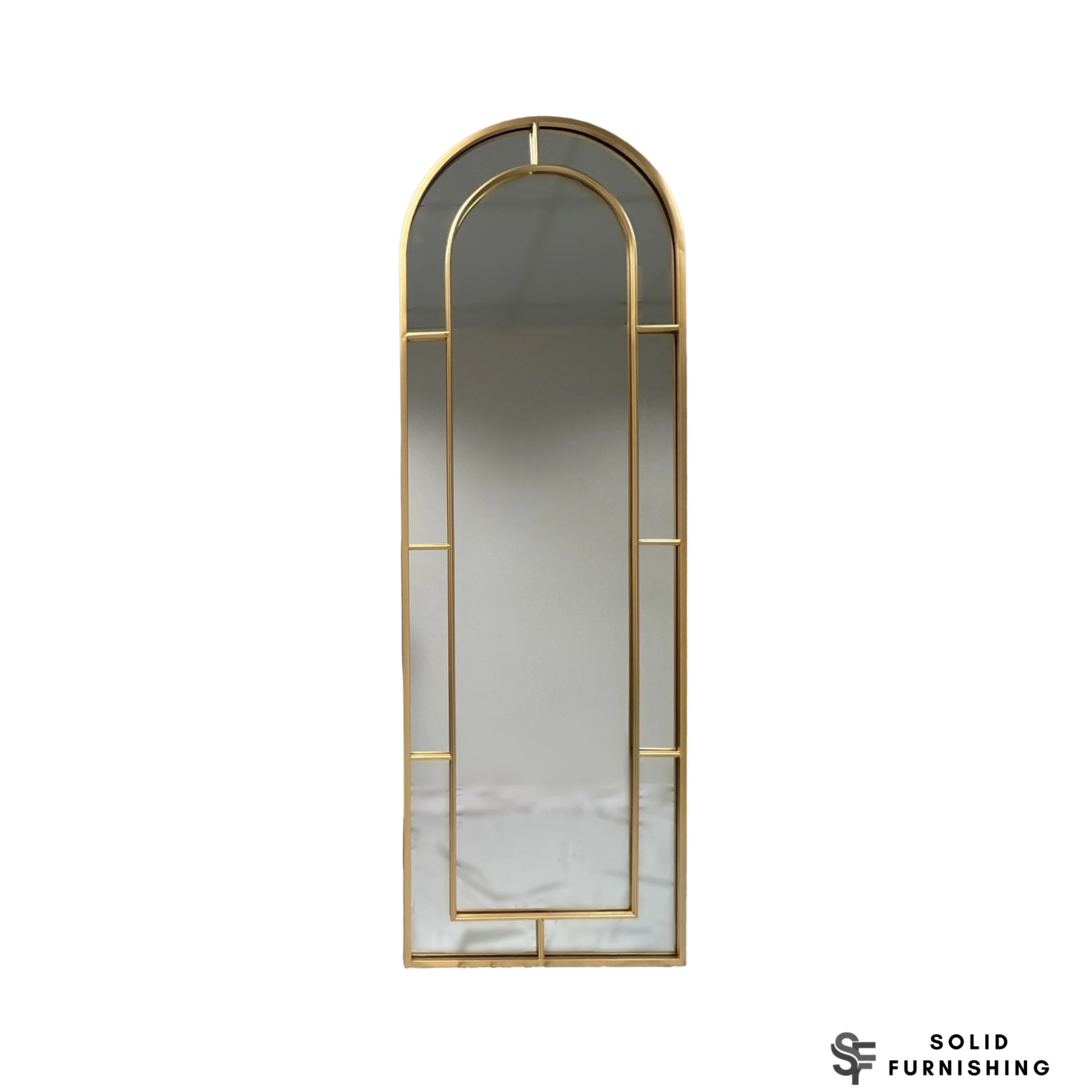 Art Deco Gold Tall Wall Mirror – 60 x 180cm Arched Full Length Mirror