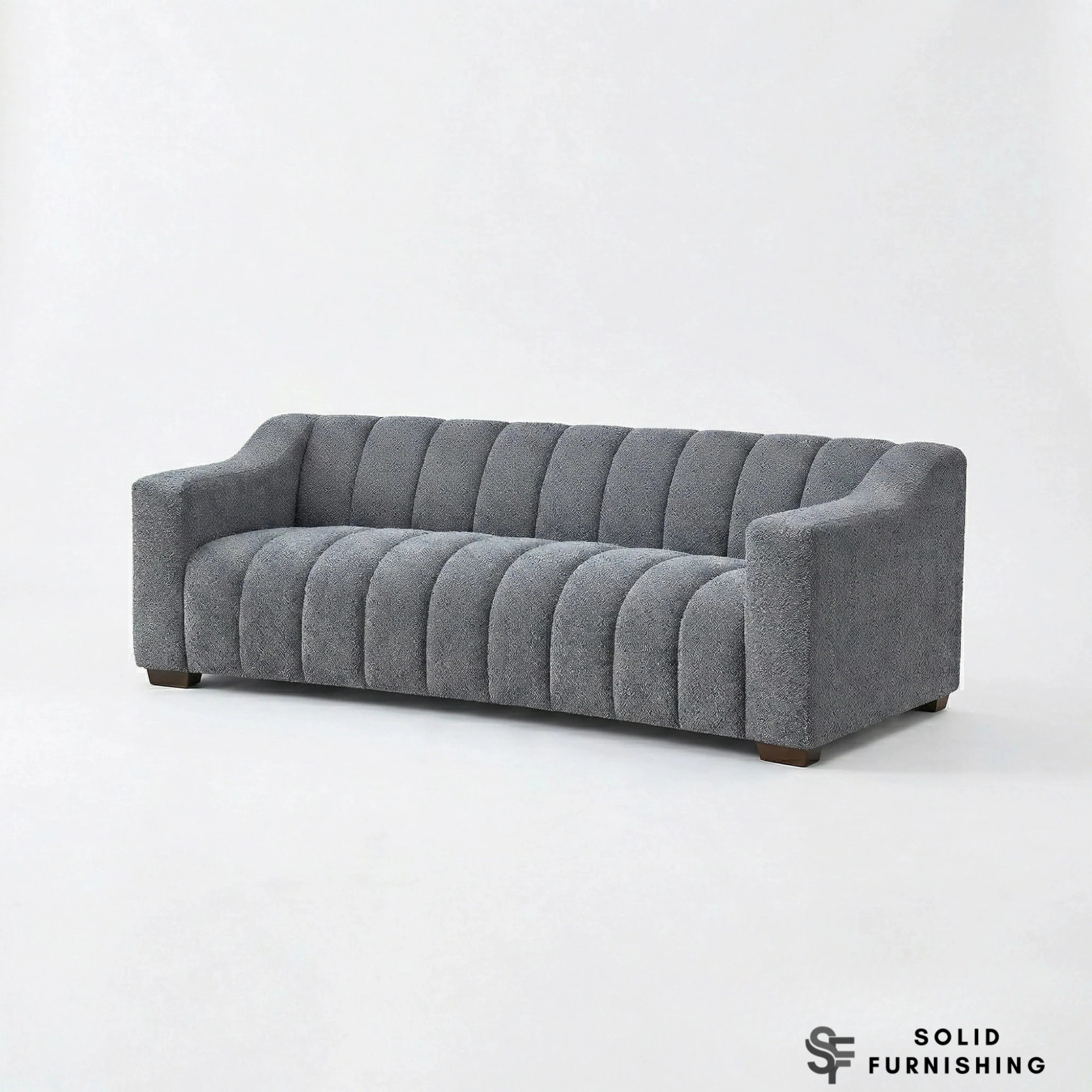 Astoria 3 Seater Sofa – Iron Bouclé with Deep Channel Stitched Design