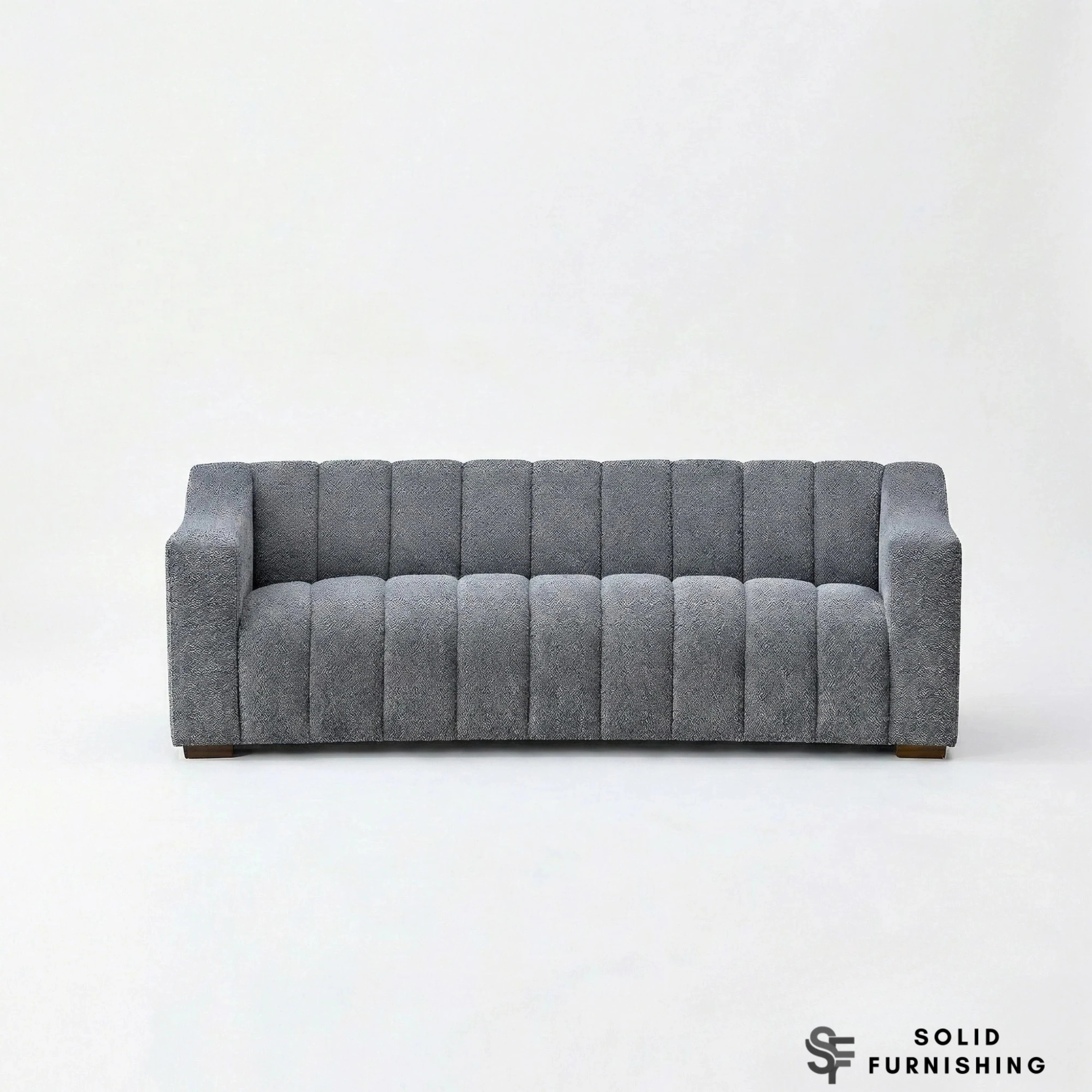 Astoria 3 Seater Sofa – Iron Bouclé with Deep Channel Stitched Design
