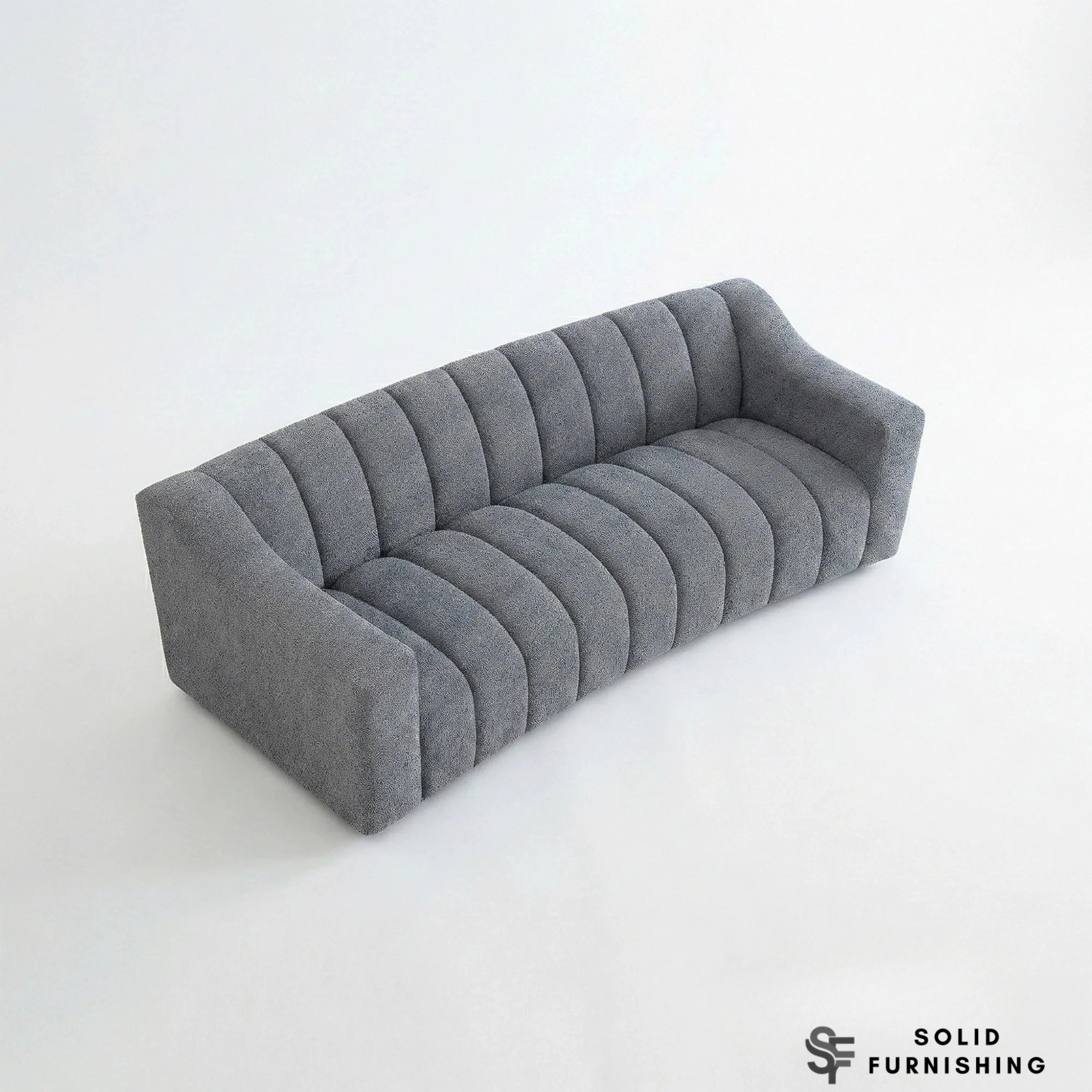 Astoria 3 Seater Sofa – Iron Bouclé with Deep Channel Stitched Design