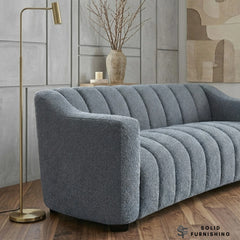 Astoria 3 Seater Sofa – Iron Bouclé with Deep Channel Stitched Design