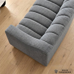 Astoria 3 Seater Sofa – Iron Bouclé with Deep Channel Stitched Design