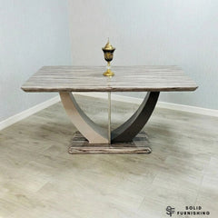 Atlantis 160cm Brown Marble Effect Dining Table – Modern Sculptural Dining Table