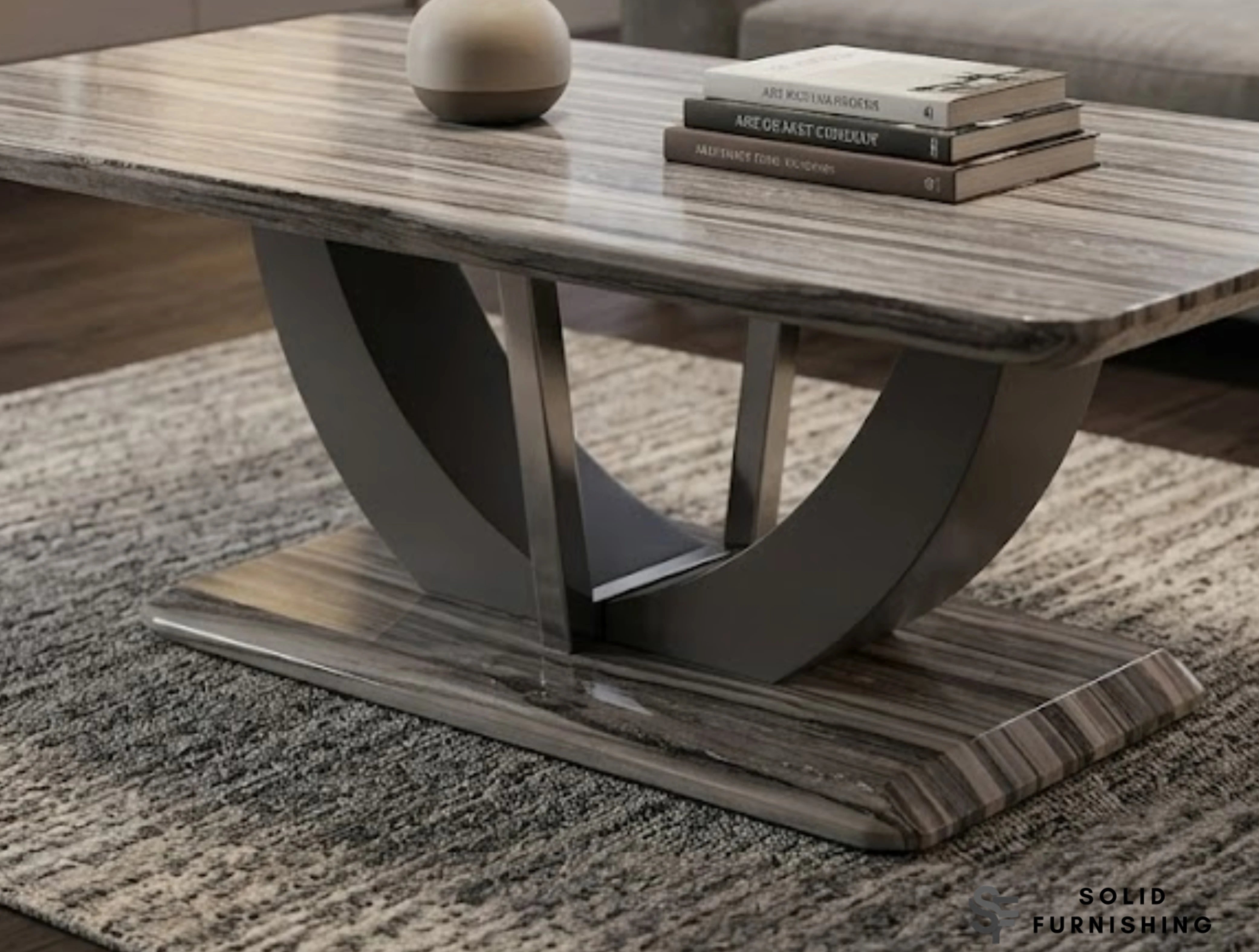 Atlantis Brown Marble Effect Coffee Table – Luxury Sculptural Centre Table