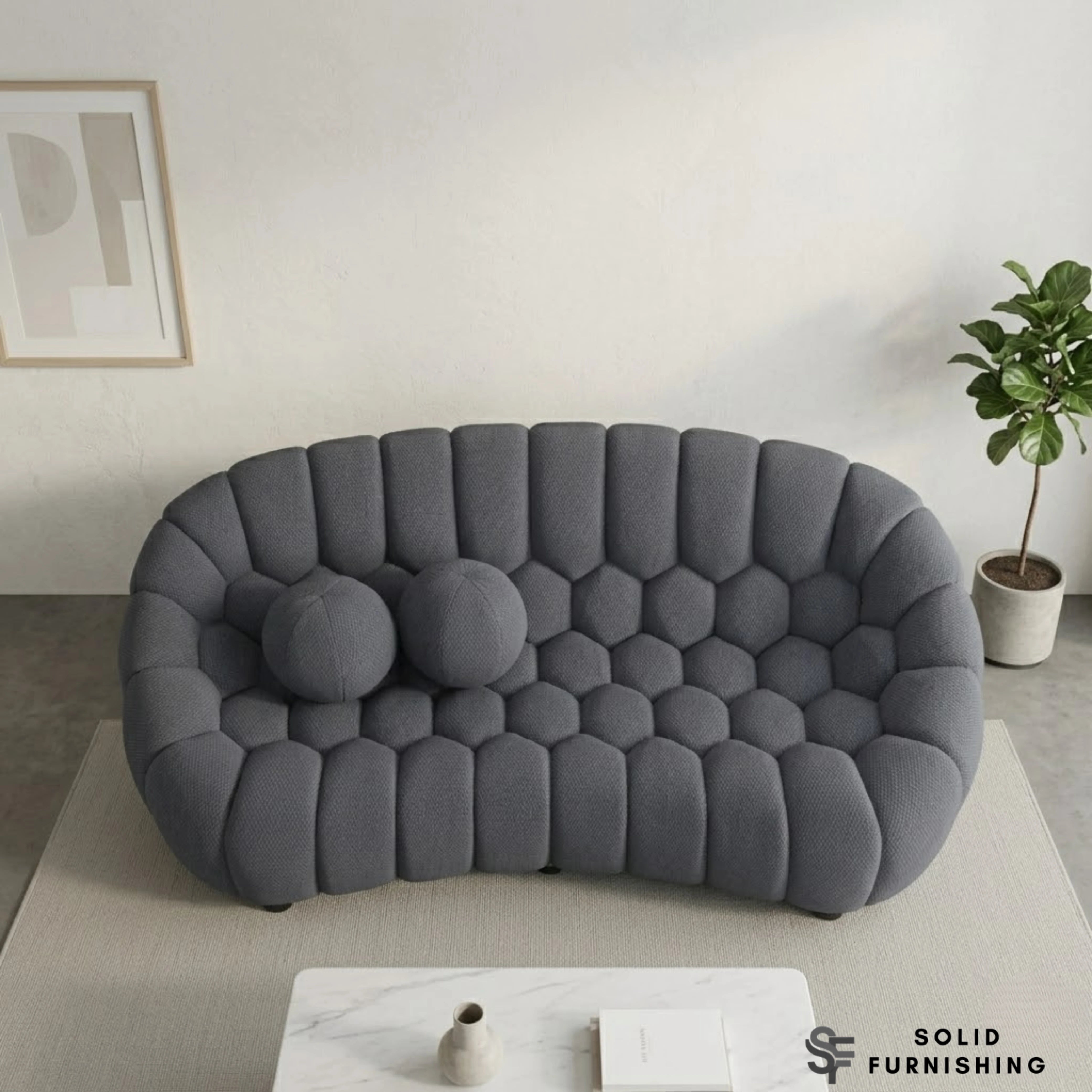 Bella Grey Bubble Style 3 Seater Sofa – 3D Mesh Fabric | Modern Sculptural Design