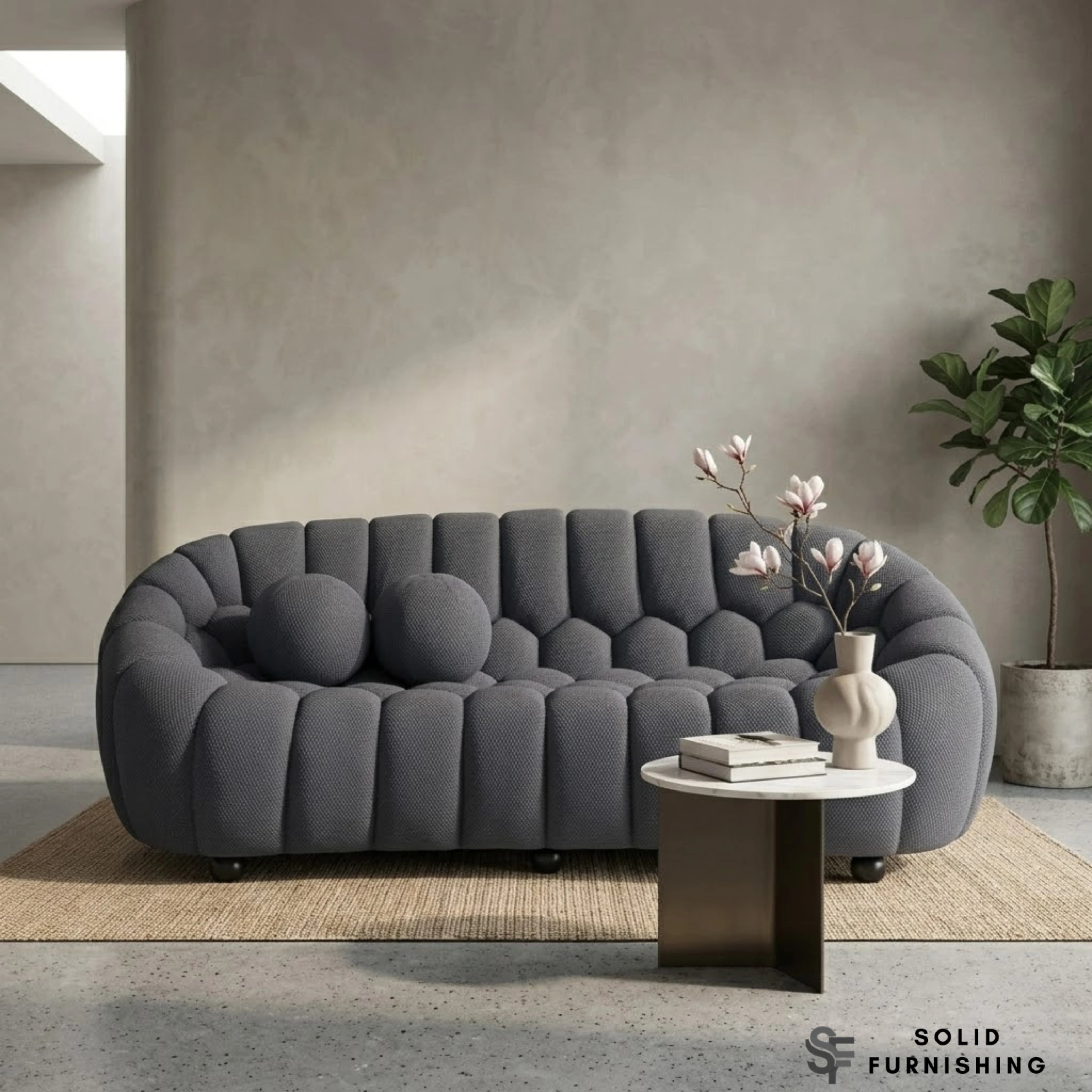 Bella Grey Bubble Style 3 Seater Sofa – 3D Mesh Fabric | Modern Sculptural Design
