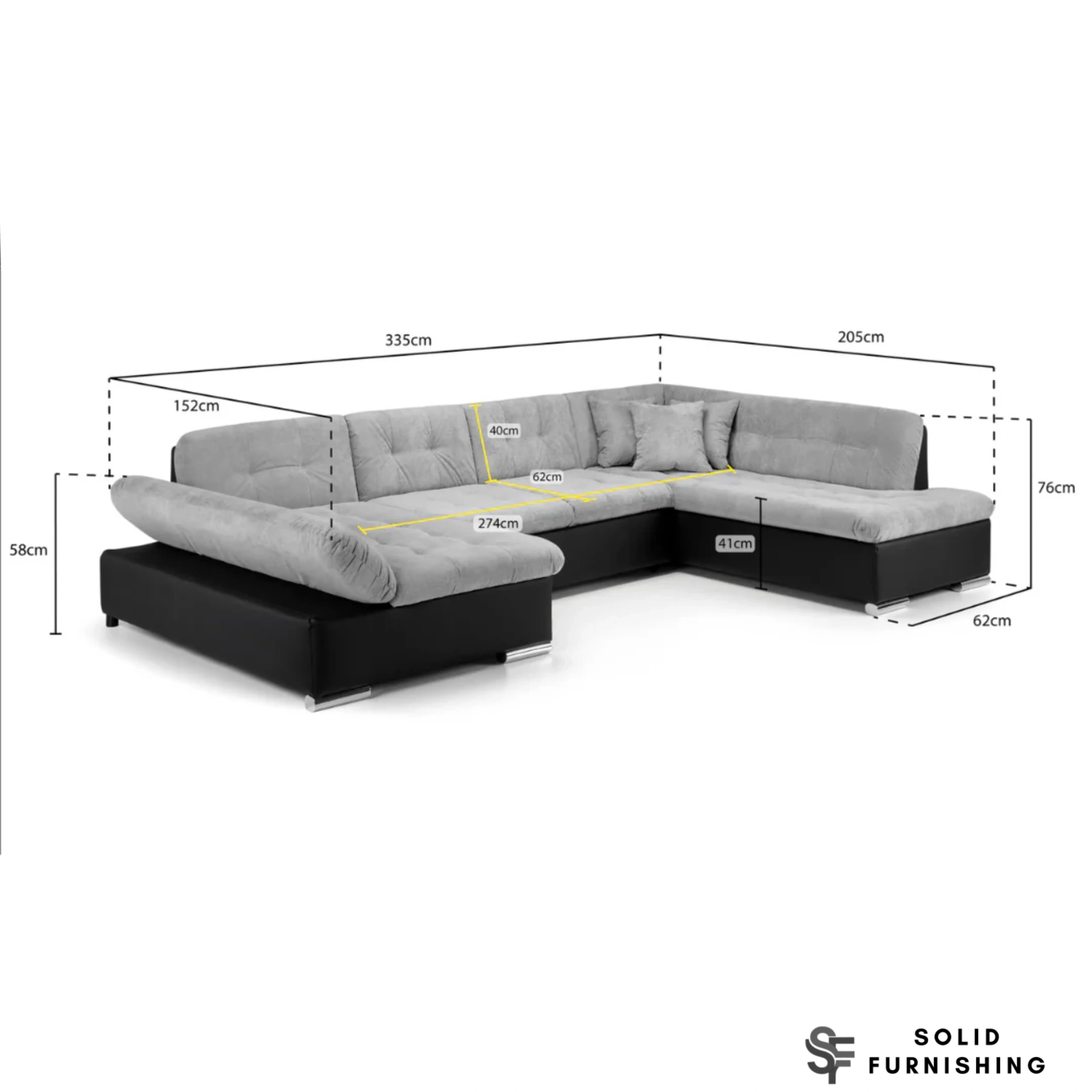 Bergen U Shape Sofa Bed with Storage – Large 6 Seater Corner Sofa UK