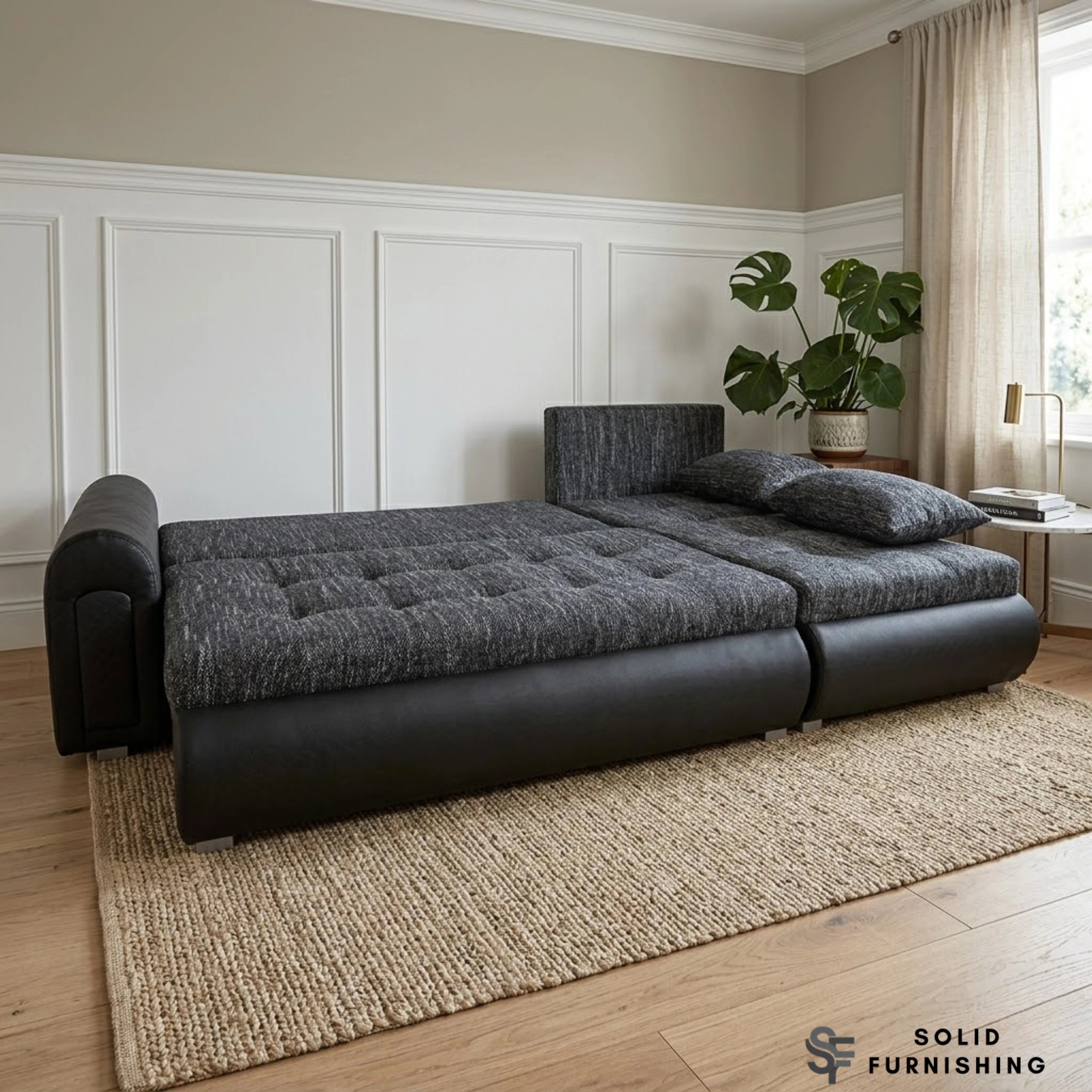 Berlin Charcoal Sofa Bed with Storage – Universal L Shape Corner Sofa
