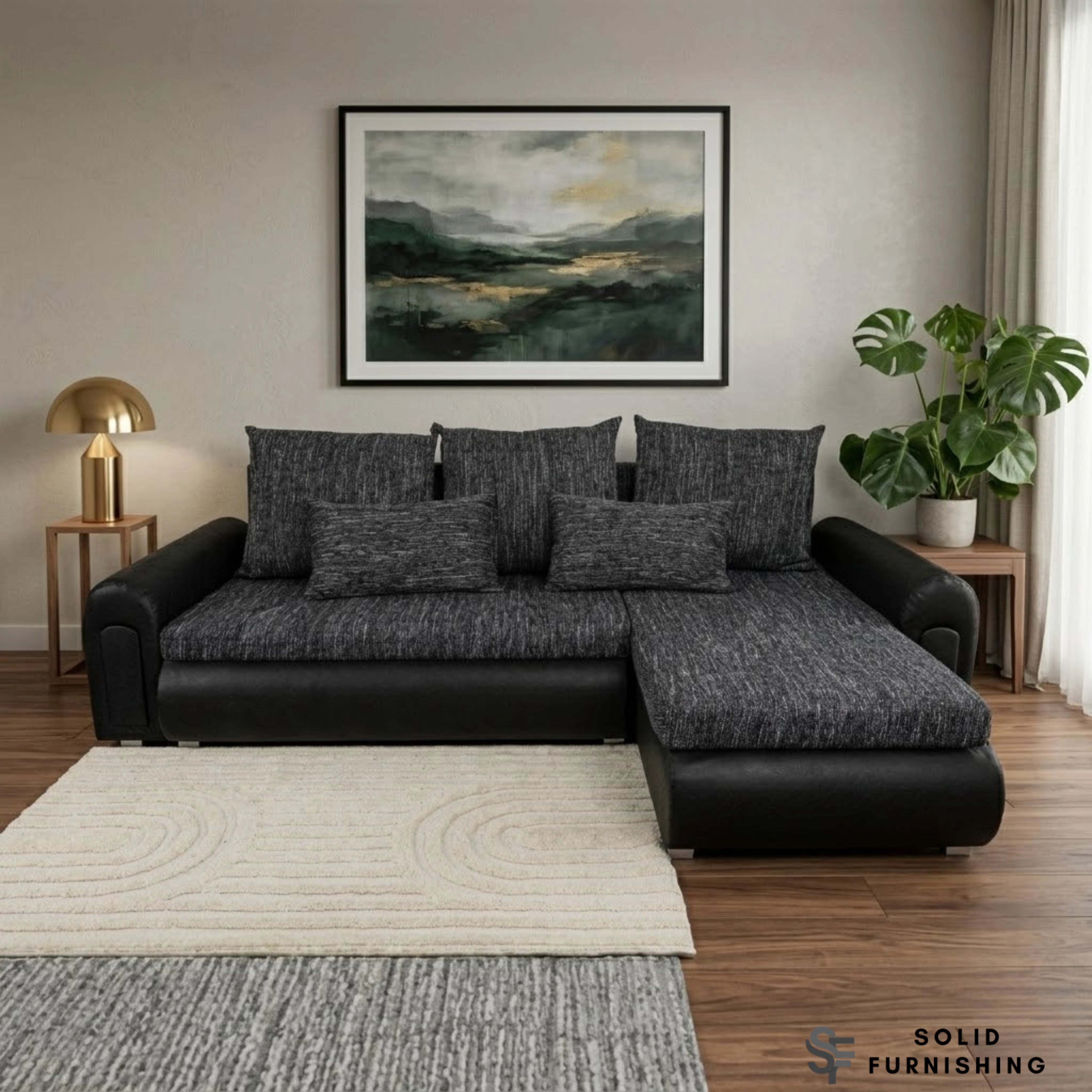 Berlin Charcoal Sofa Bed with Storage – Universal L Shape Corner Sofa