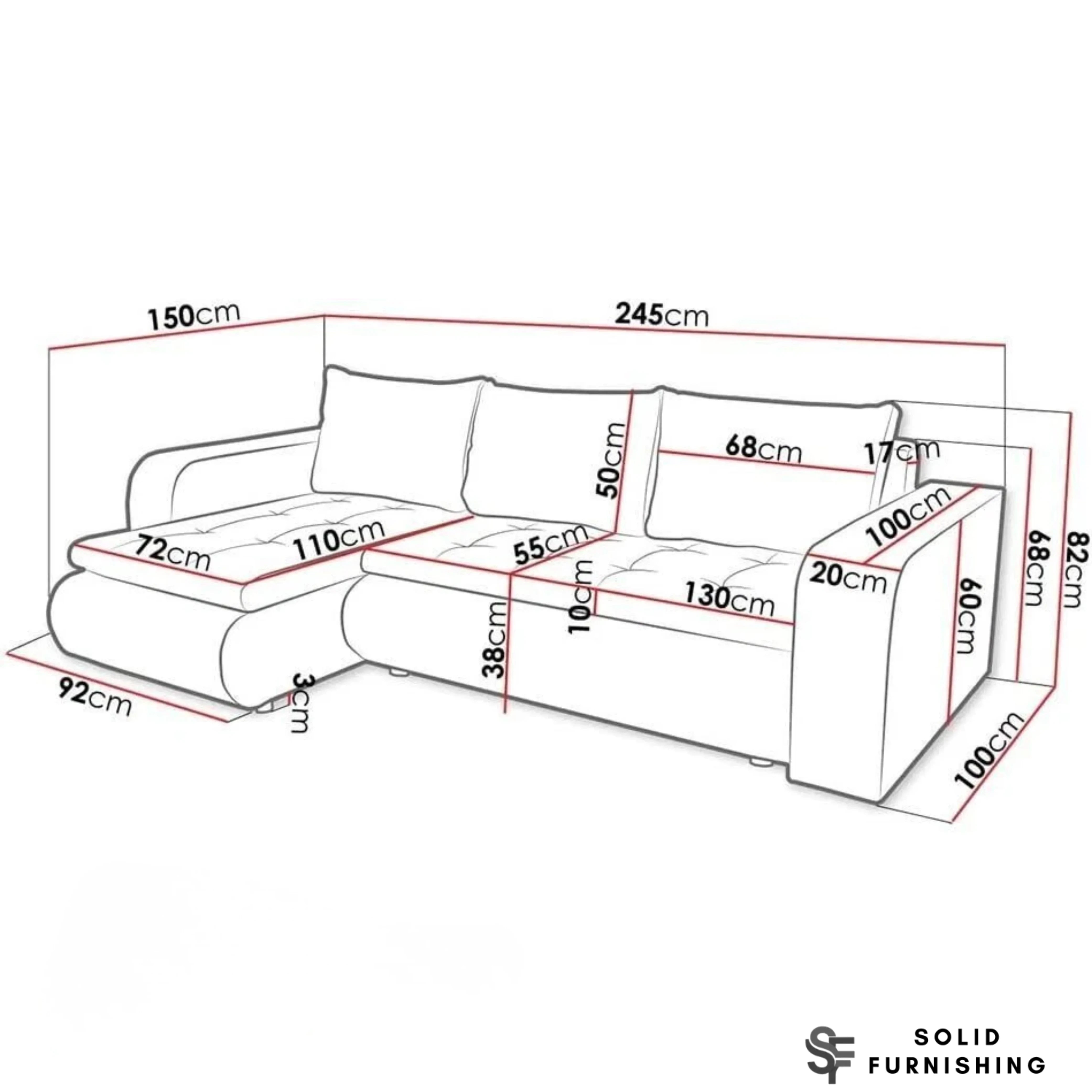 Berlin Corner Sofa Bed with Storage – Universal L Shape Sofa Bed