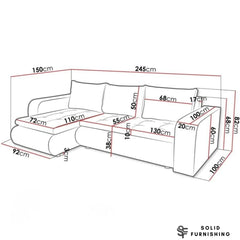 Berlin Corner Sofa Bed with Storage – Universal L Shape Sofa Bed