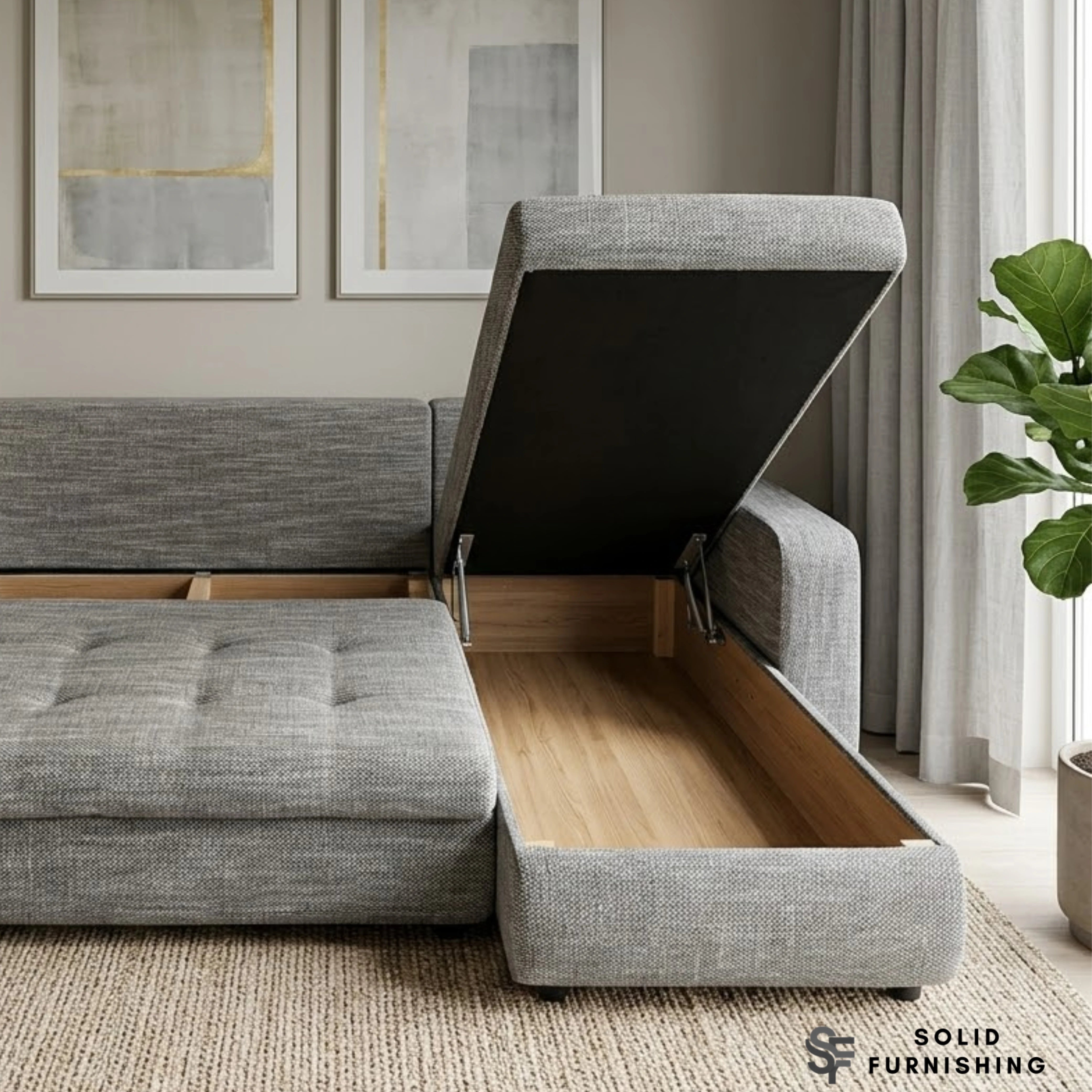 Berlin Grey Sofa Bed With Storage – Reversible Corner Sleeper Sofa