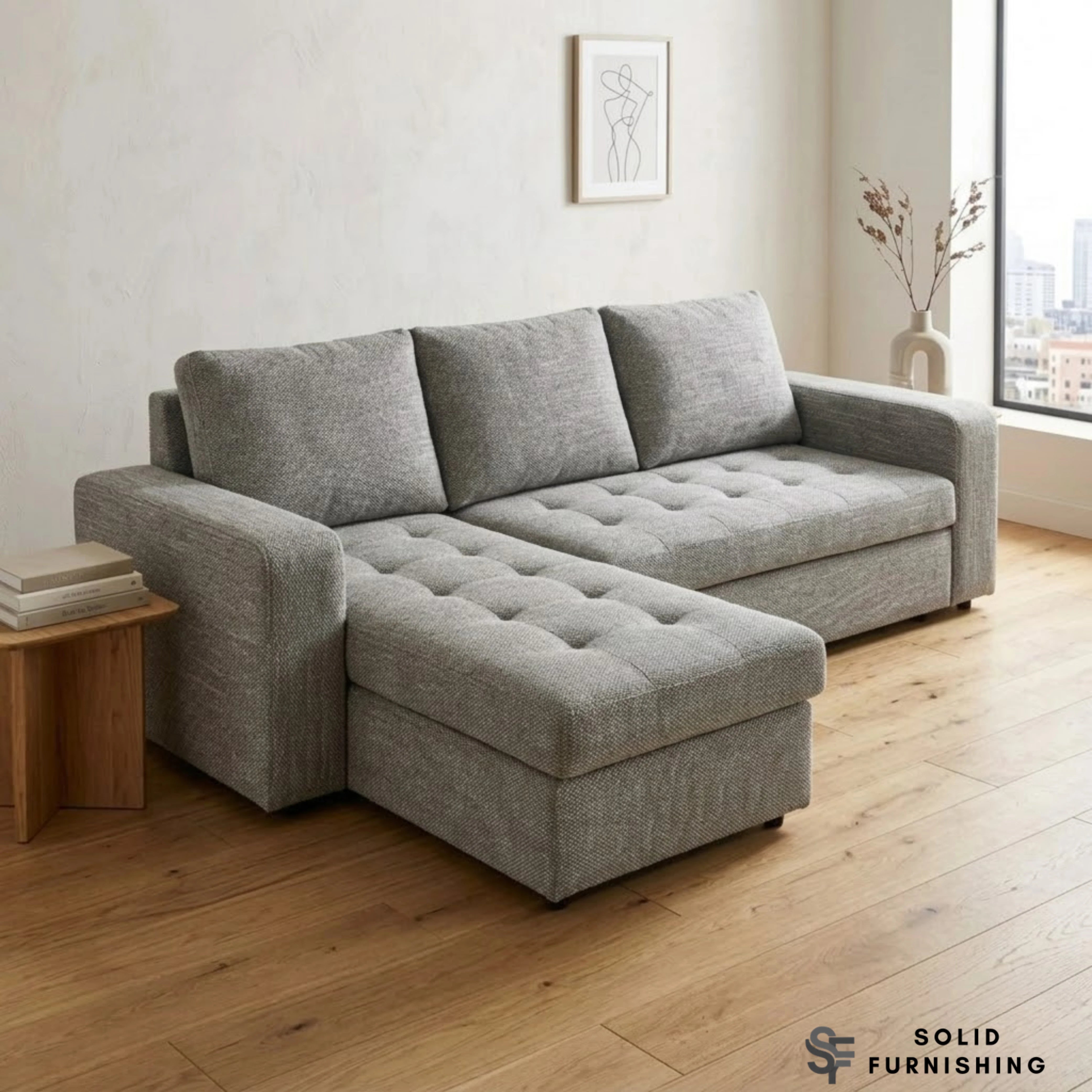 Berlin Grey Sofa Bed With Storage – Reversible Corner Sleeper Sofa