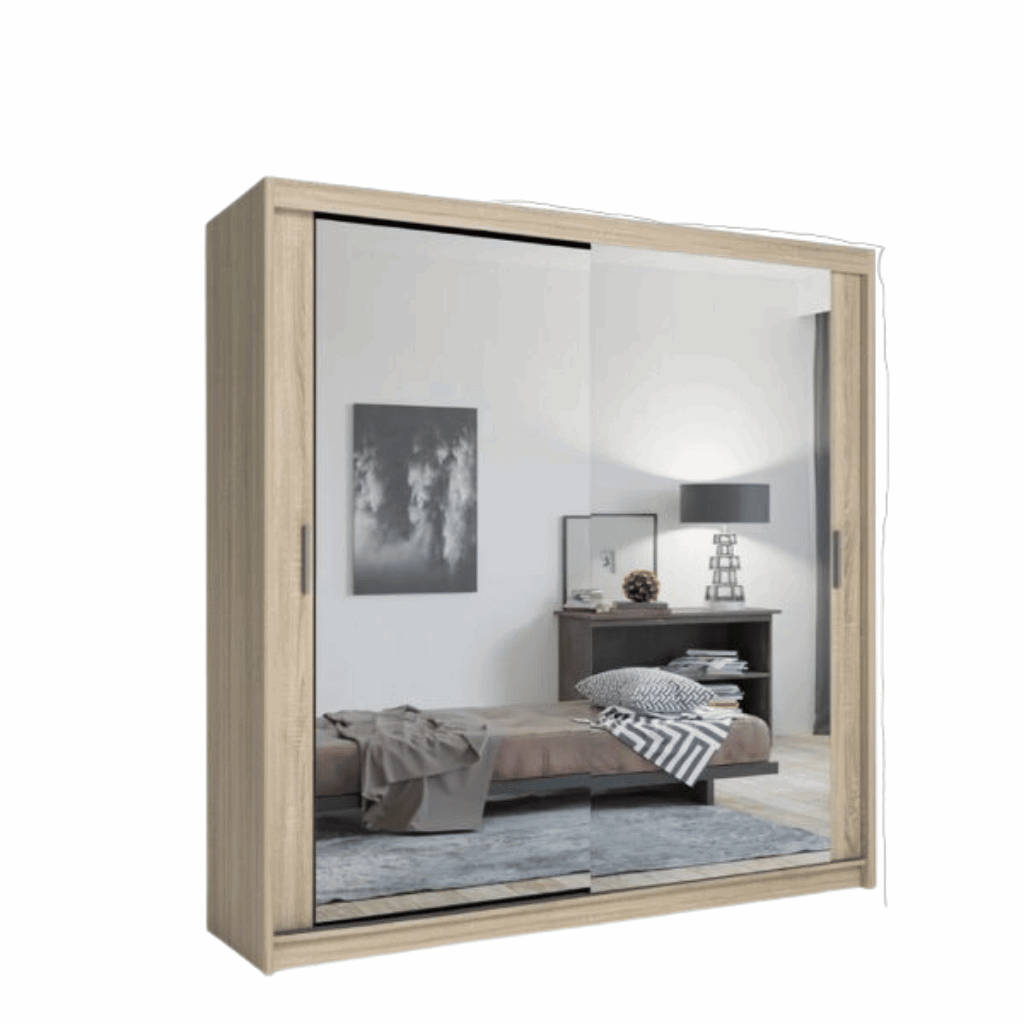 Chicago Oak Wardrobe with Sliding & Mirror Doors - Fast UK Delivery