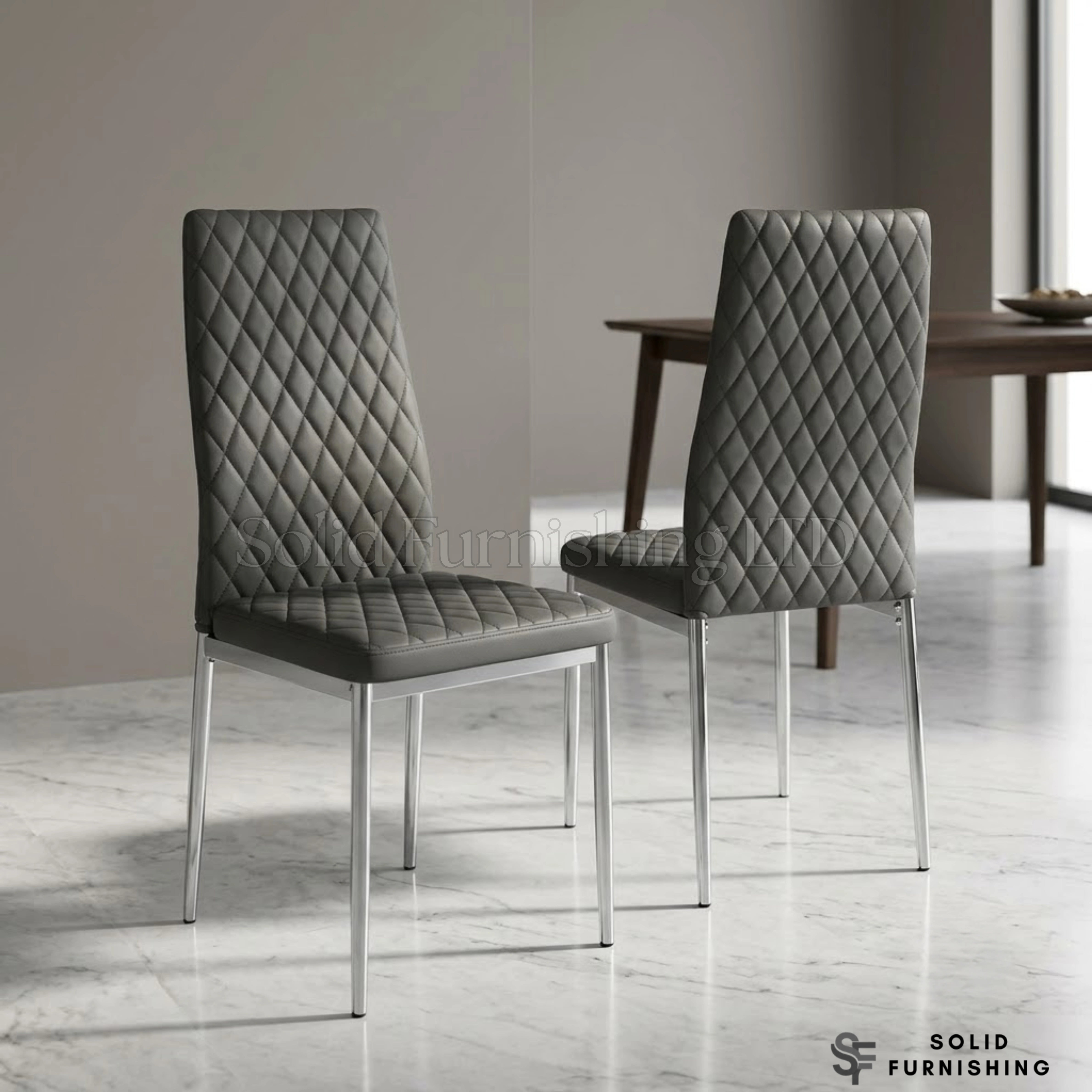 California PU Leather Dining Chairs with Chrome Legs – Set of 4