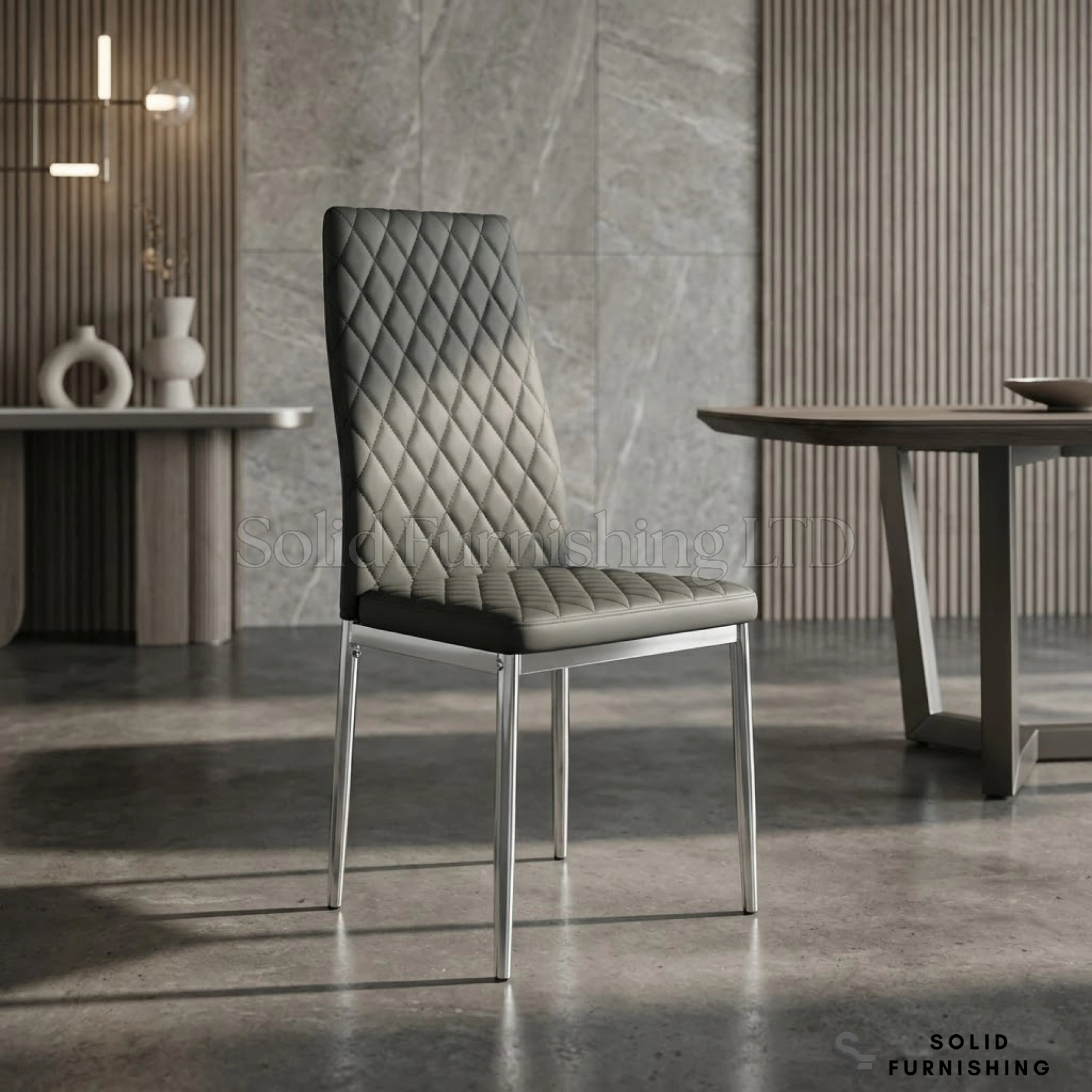 California PU Leather Dining Chairs with Chrome Legs – Set of 4