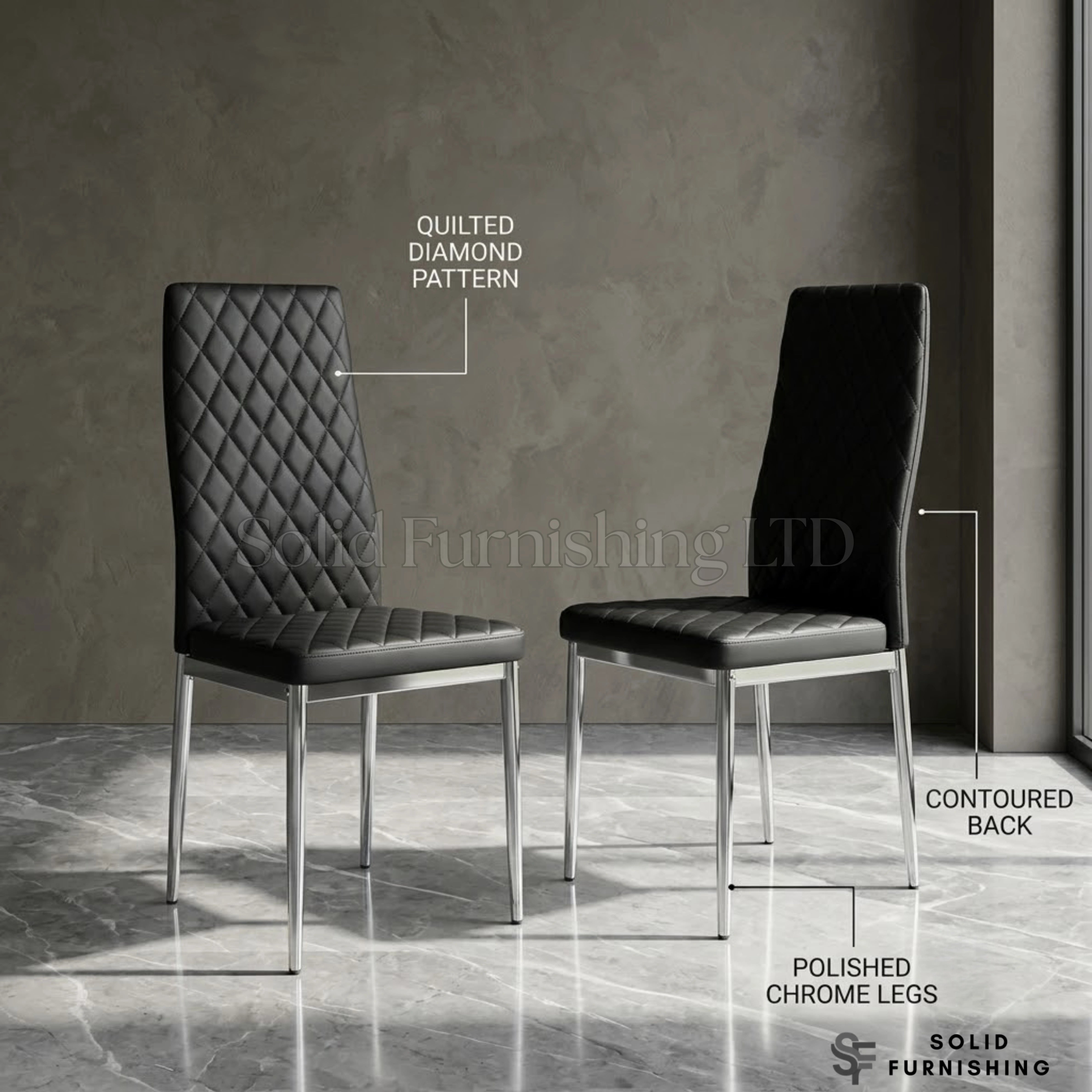 California PU Leather Dining Chairs with Chrome Legs – Set of 4