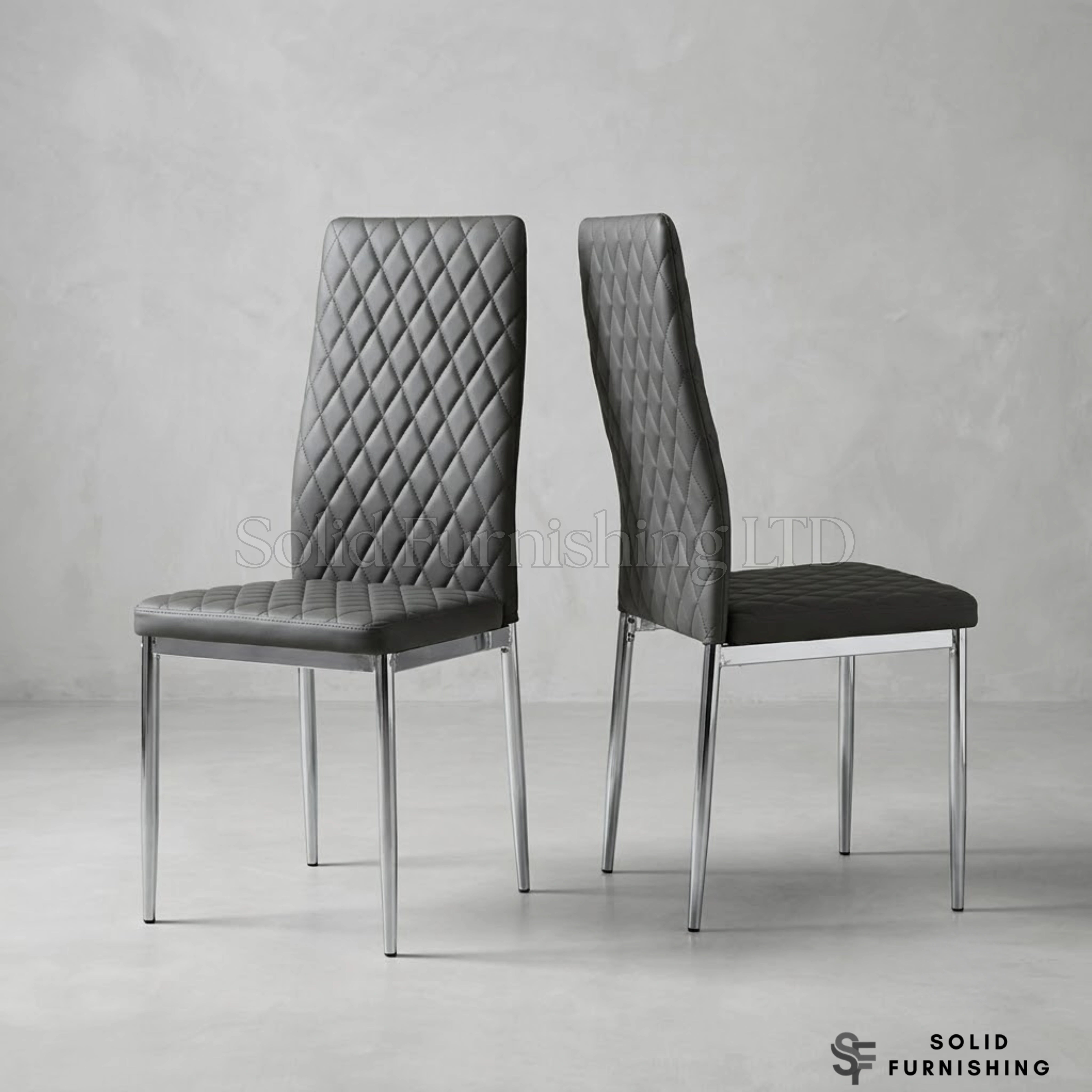 California PU Leather Dining Chairs with Chrome Legs – Set of 4