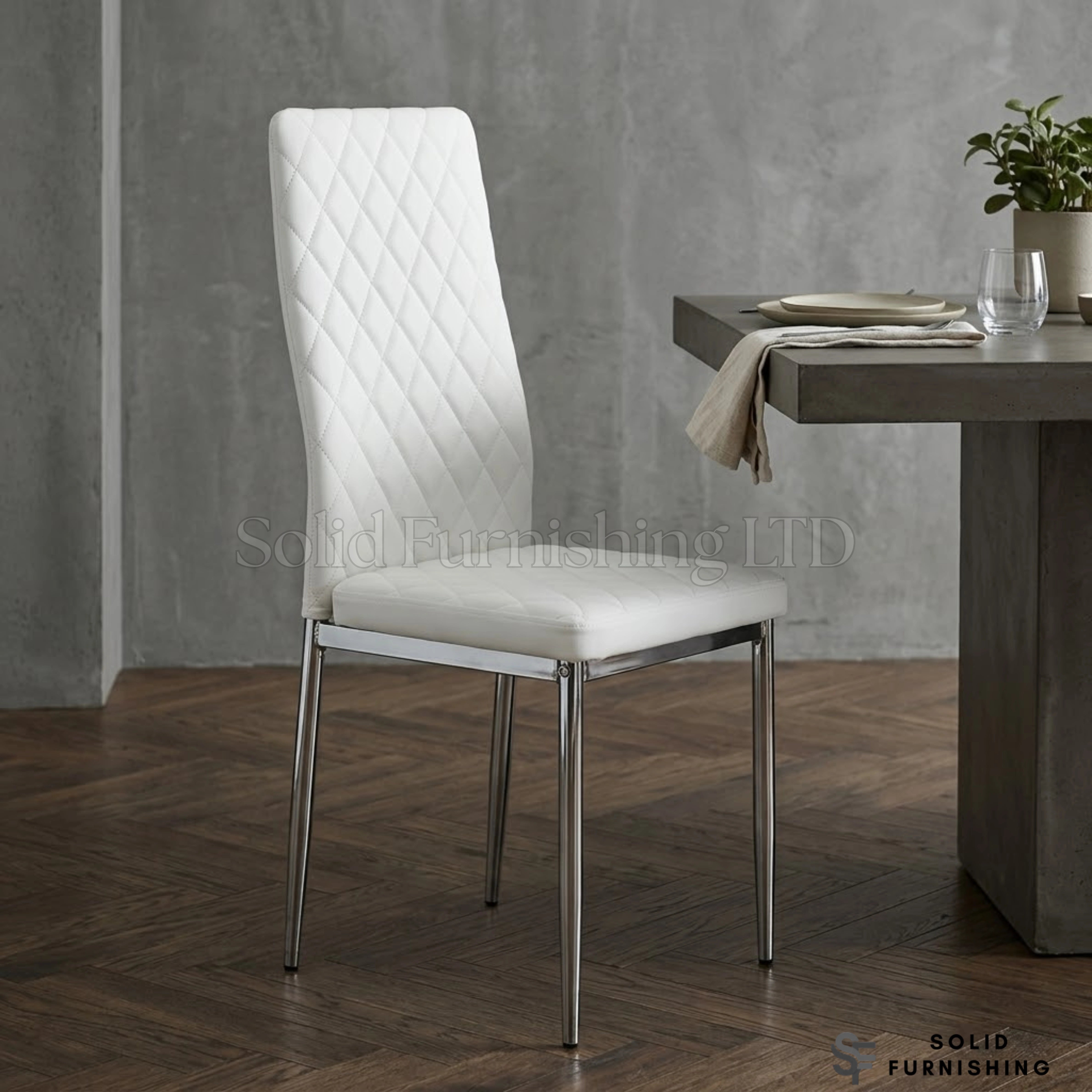 California PU Leather Dining Chairs with Chrome Legs – Set of 4