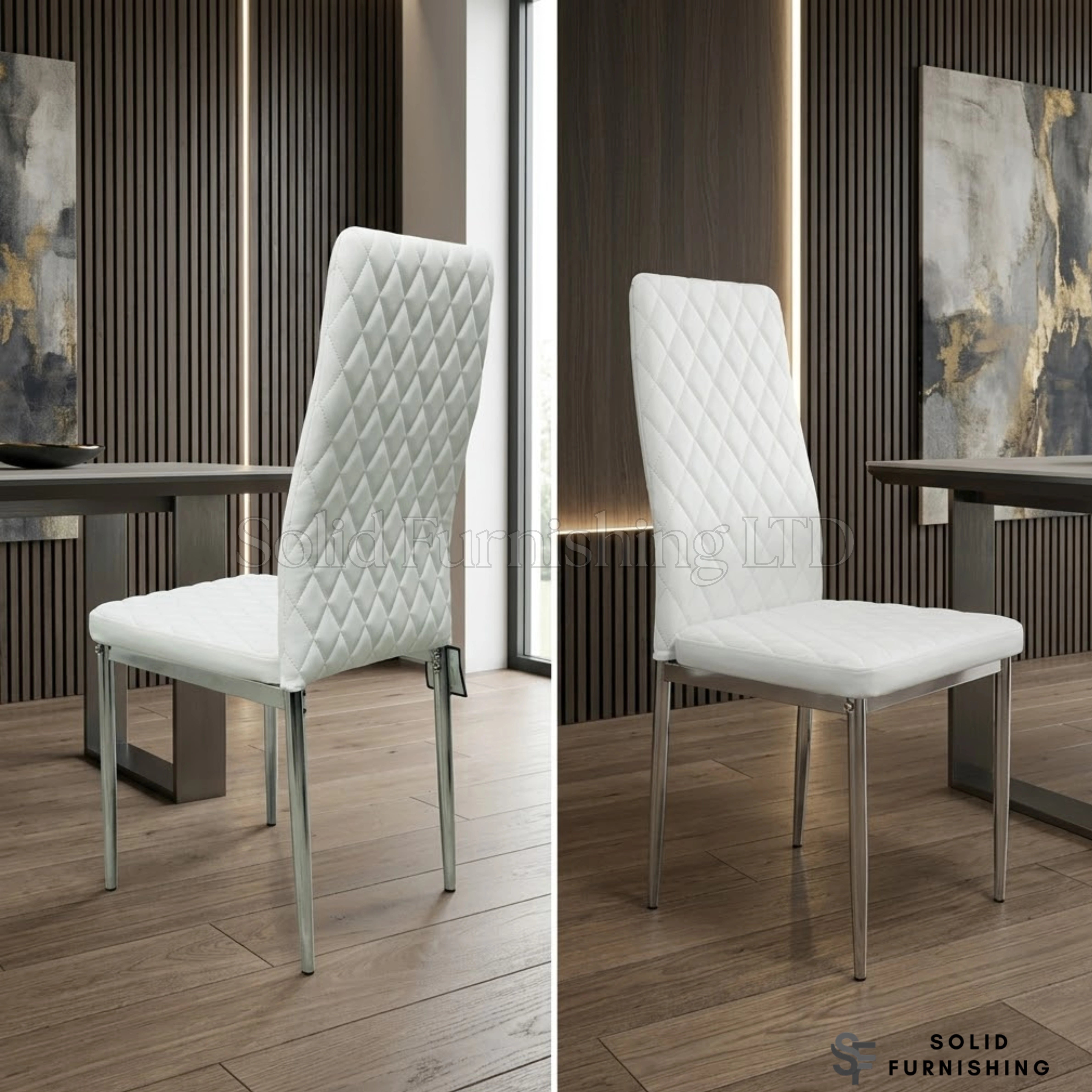 California PU Leather Dining Chairs with Chrome Legs – Set of 4