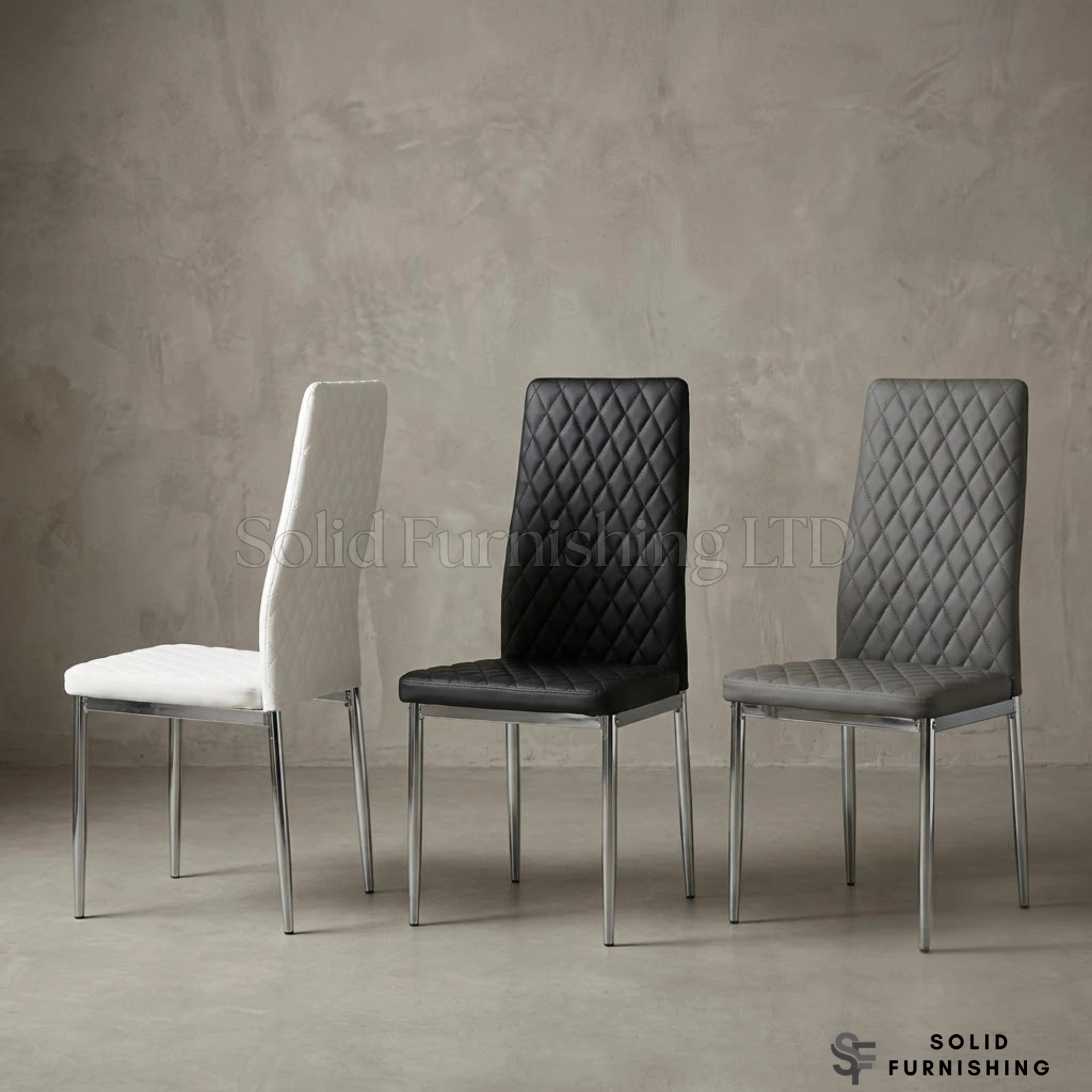 California PU Leather Dining Chairs with Chrome Legs – Set of 4