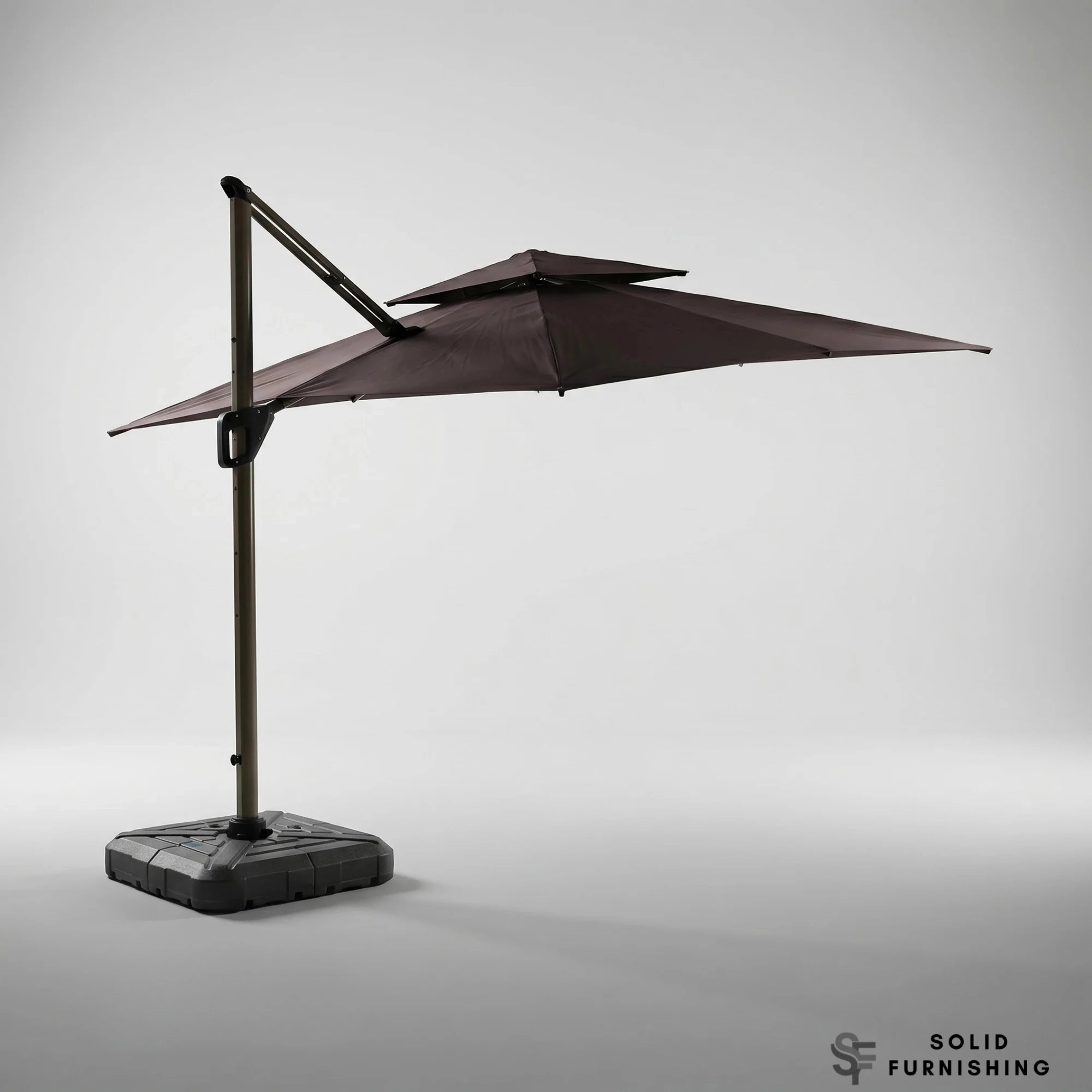 Camber 3m Square Cantilever Parasol with Solar LED Lights – Khaki Beige or Coffee Brown Garden Umbrella