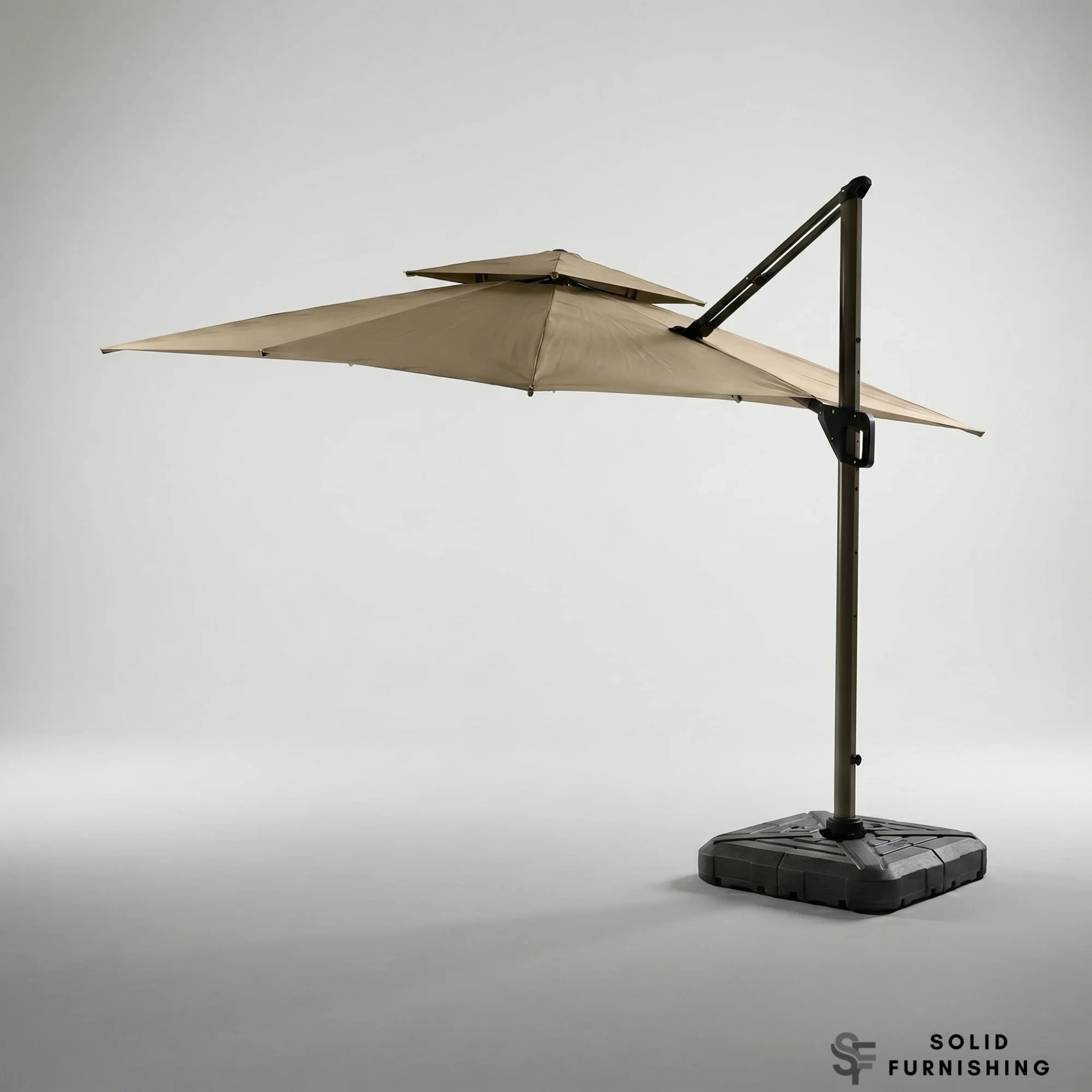 Camber 3m Square Cantilever Parasol with Solar LED Lights – Khaki Beige or Coffee Brown Garden Umbrella